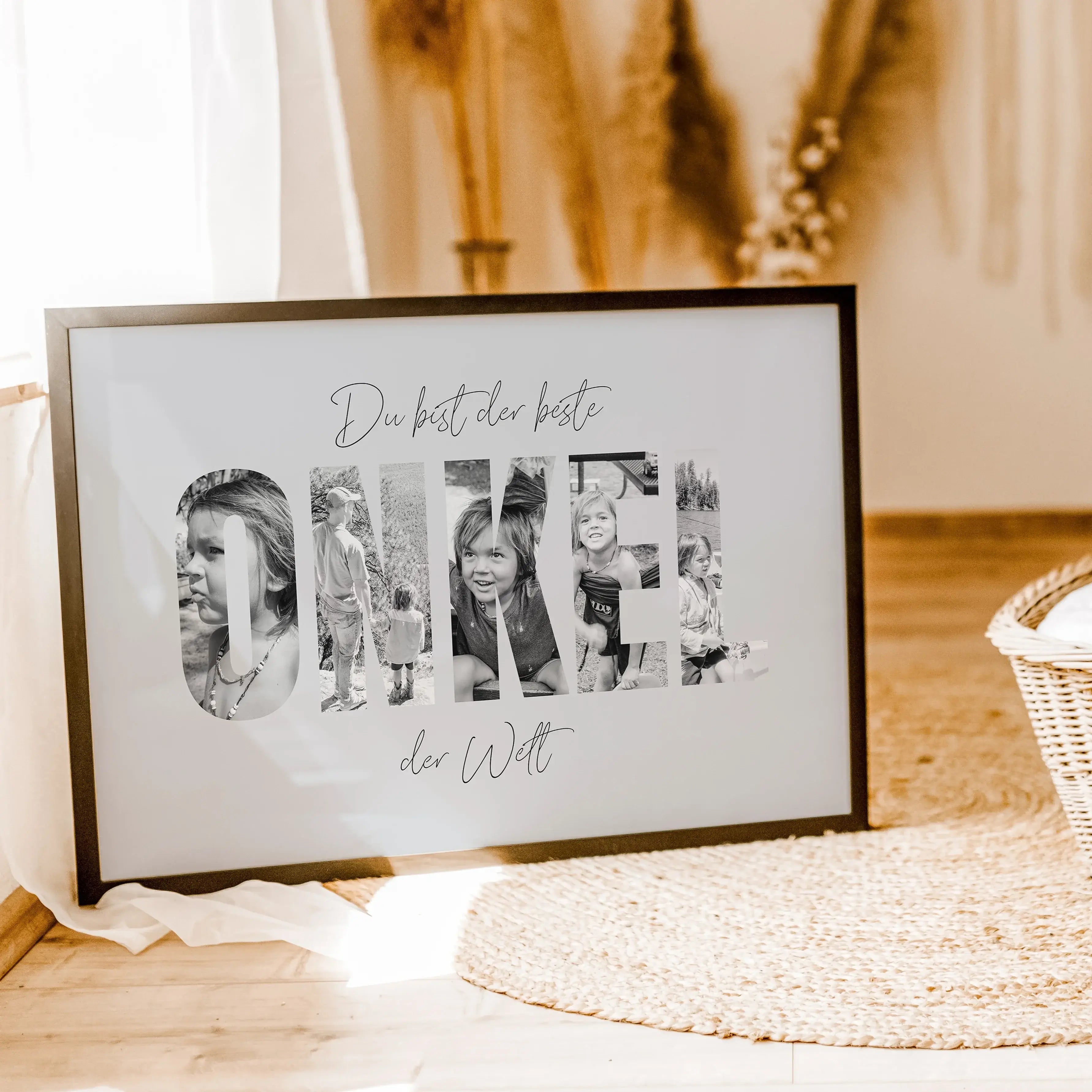 Bester Onkel Poster-famprints-Personalisiertes Poster-Das “Bester Onkel Poster” ist das ideale Geschenk für deinen lieben Onkel! Mit dicken Buchstaben geschrieben, kannst du hinter jedem Buchstaben ein persönliches Foto platzieren und so ein einzigartiges