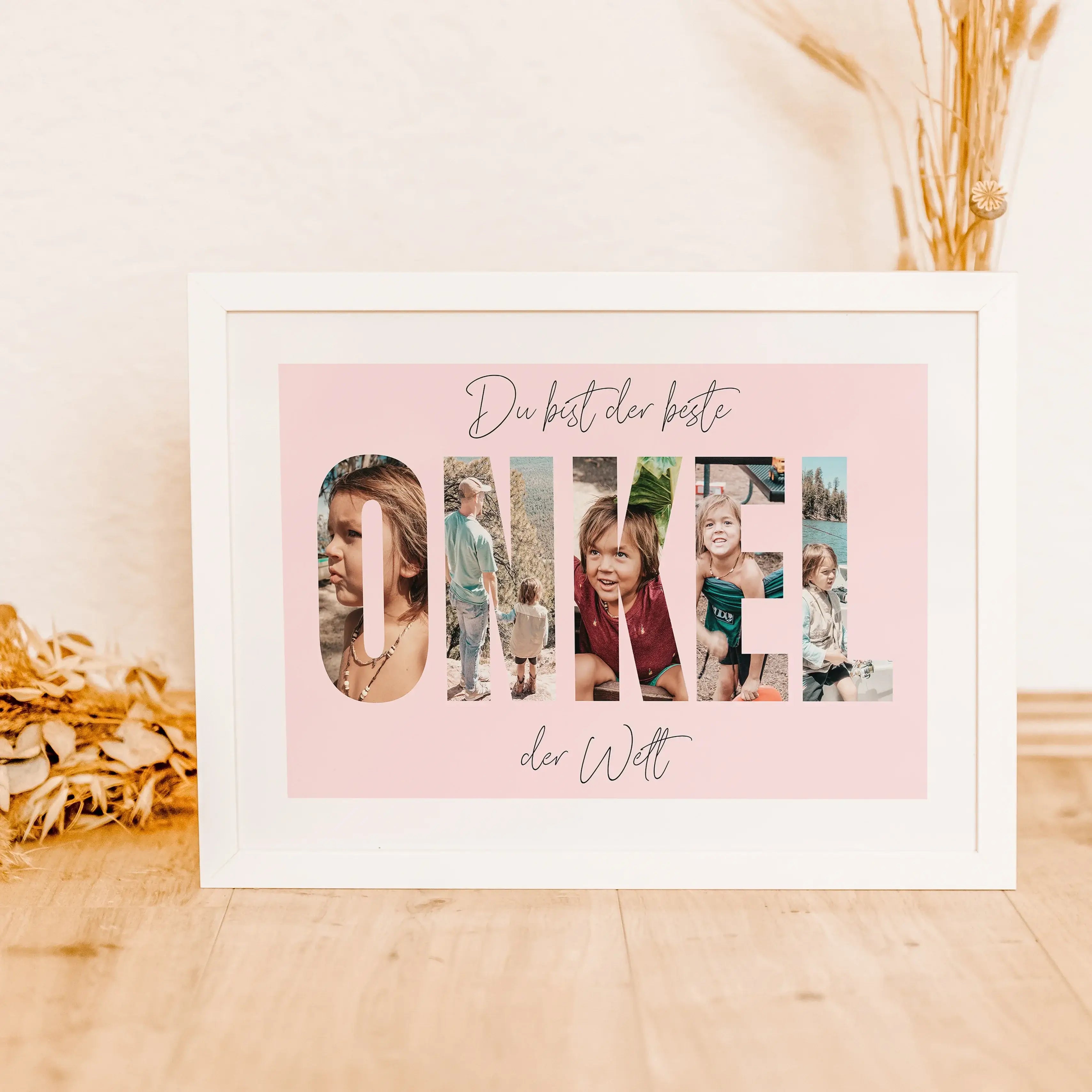 Bester Onkel Poster-famprints-Personalisiertes Poster-Das “Bester Onkel Poster” ist das ideale Geschenk für deinen lieben Onkel! Mit dicken Buchstaben geschrieben, kannst du hinter jedem Buchstaben ein persönliches Foto platzieren und so ein einzigartiges