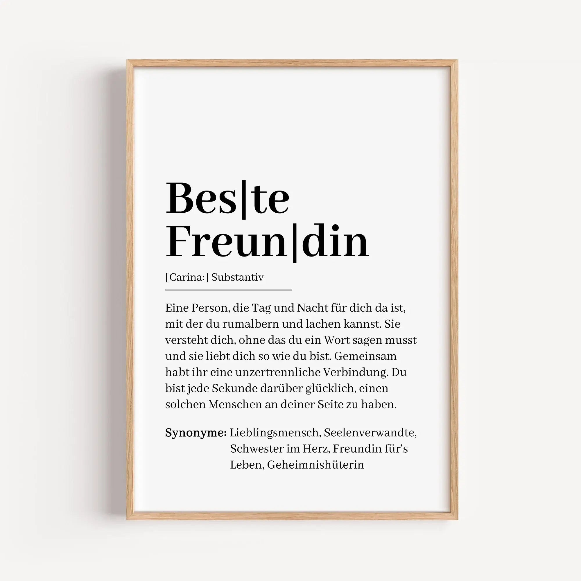 Beste Freundin Definition Poster-Personalisiertes Poster-famprints-Das Beste Freundin Definition Poster ist ein persönliches Geschenk, das eure besondere Verbindung sichtbar macht. Mit einer liebevollen Wortdefinition erinnert das Poster jeden Tag daran,