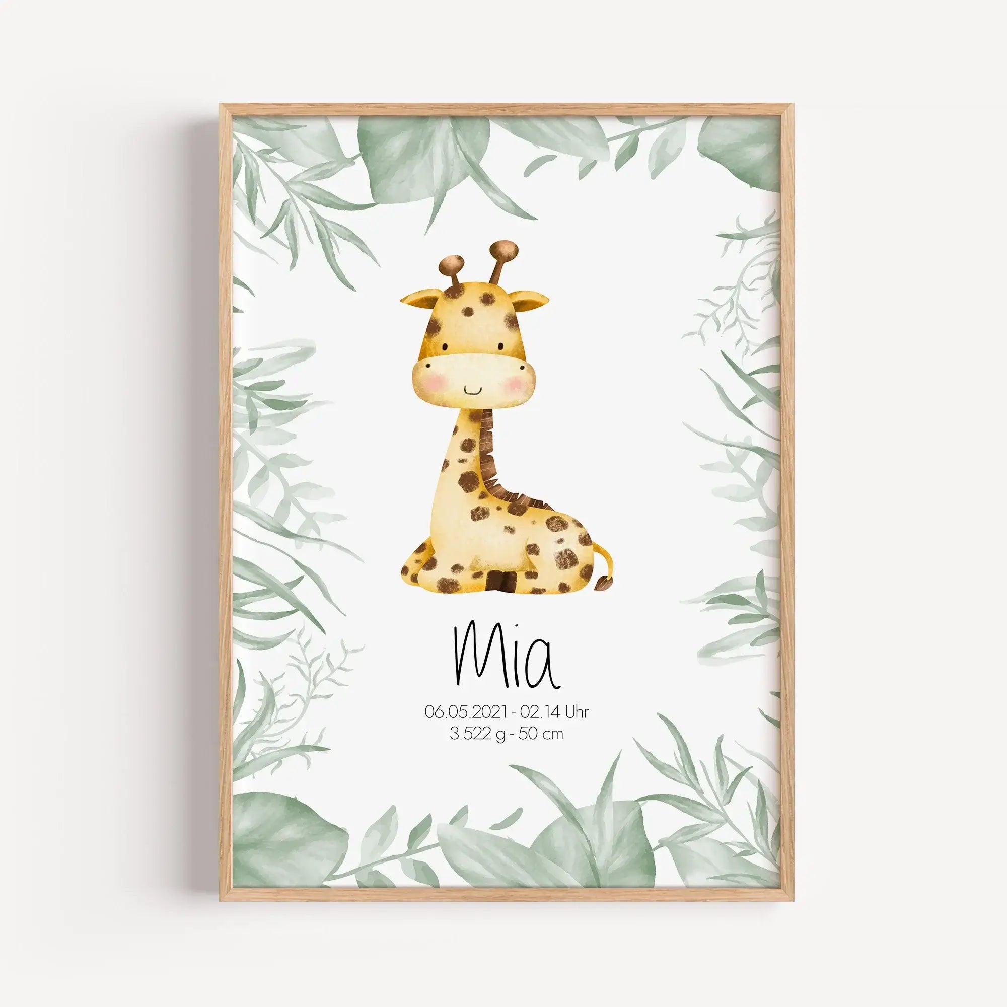 Geburtsposter Safari-famprints-Personalisiertes Poster-Auf dem Geburtsposter 'Safari' findest du unter dem Tier Motiv den Namen und die Geburtsdaten von deinem Liebling. Bei unserem Safari Poster kannst du zwischen den Tier Motiven Löwe, Nilpferd, Giraffe