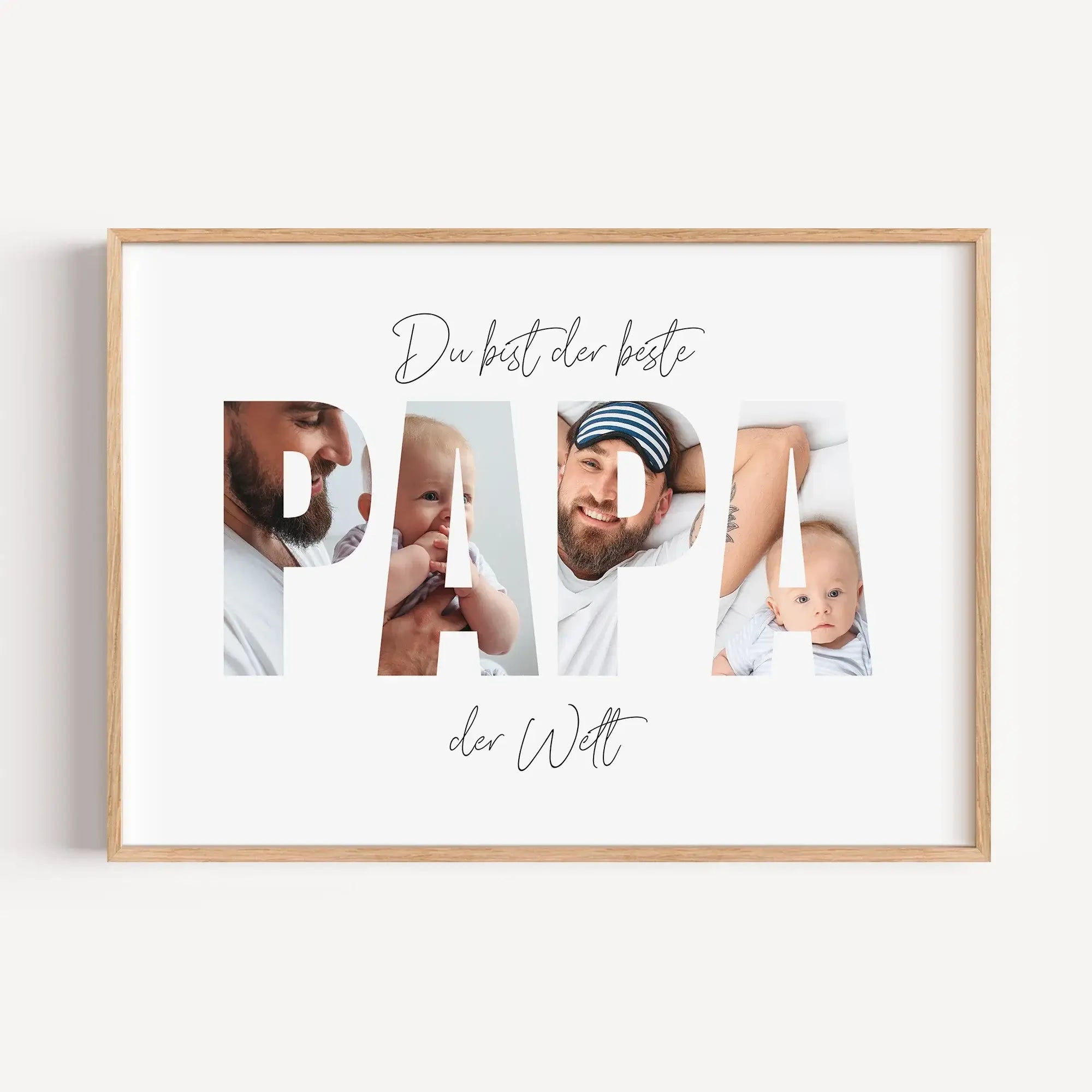 Bester Papa Poster-famprints-Personalisiertes Poster-Unser “Bester Papa Poster” ist das ideale Geschenk für den wichtigsten Mann in deinem Leben. Mit der Möglichkeit, persönliche Fotos hinter die Buchstaben "Papa" zu platzieren, wird dieses Poster zu eine