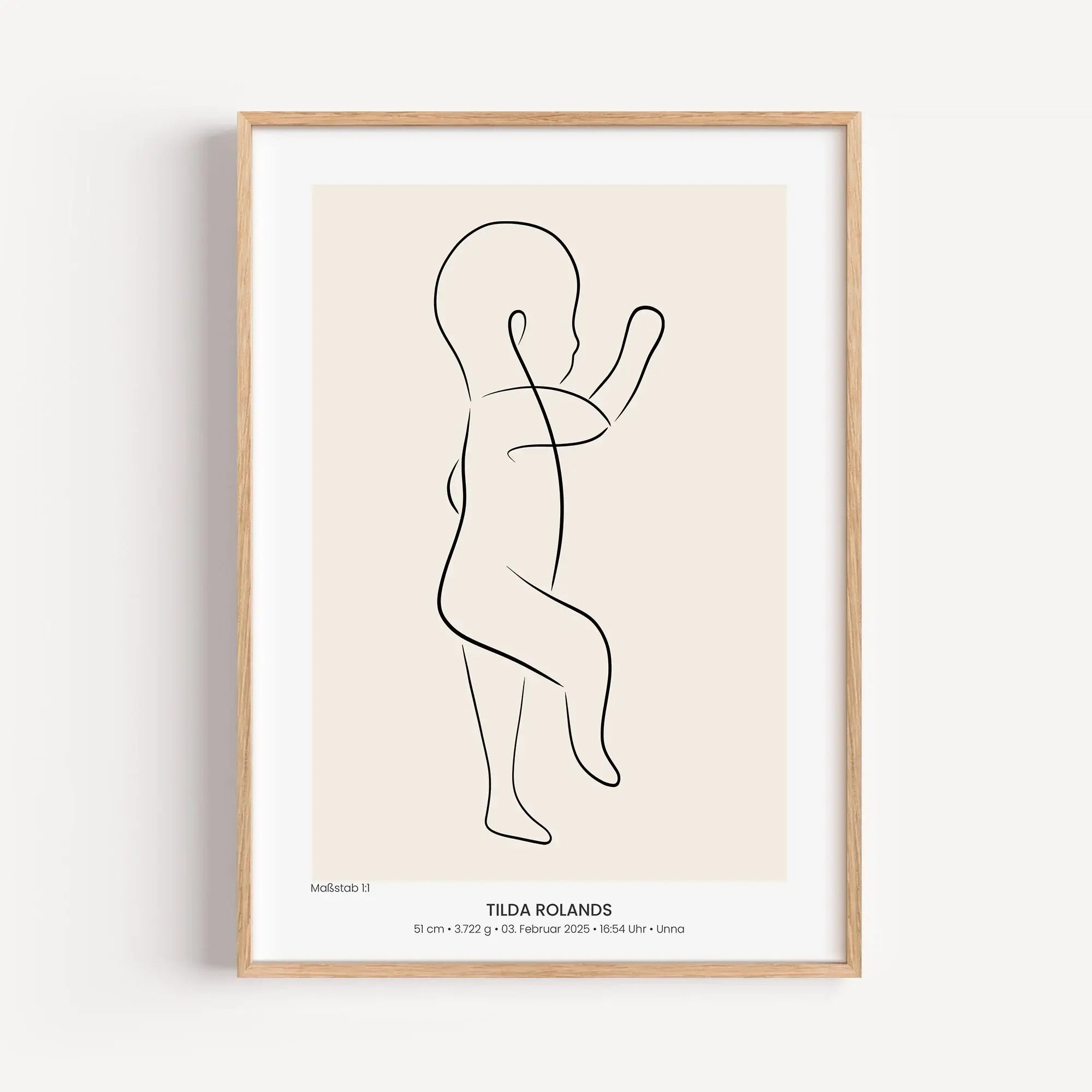 Geburtsposter 1:1 Baby 'Art'-famprints-Personalisiertes Poster-Das Geburtsposter Baby 'Art' kannst du ganz einfach nach deinen Wünschen gestalten. Du hast die Wahl aus sechs verschiedenen Farbvarianten, kannst die Blickrichtung bestimmen und das Baby Post