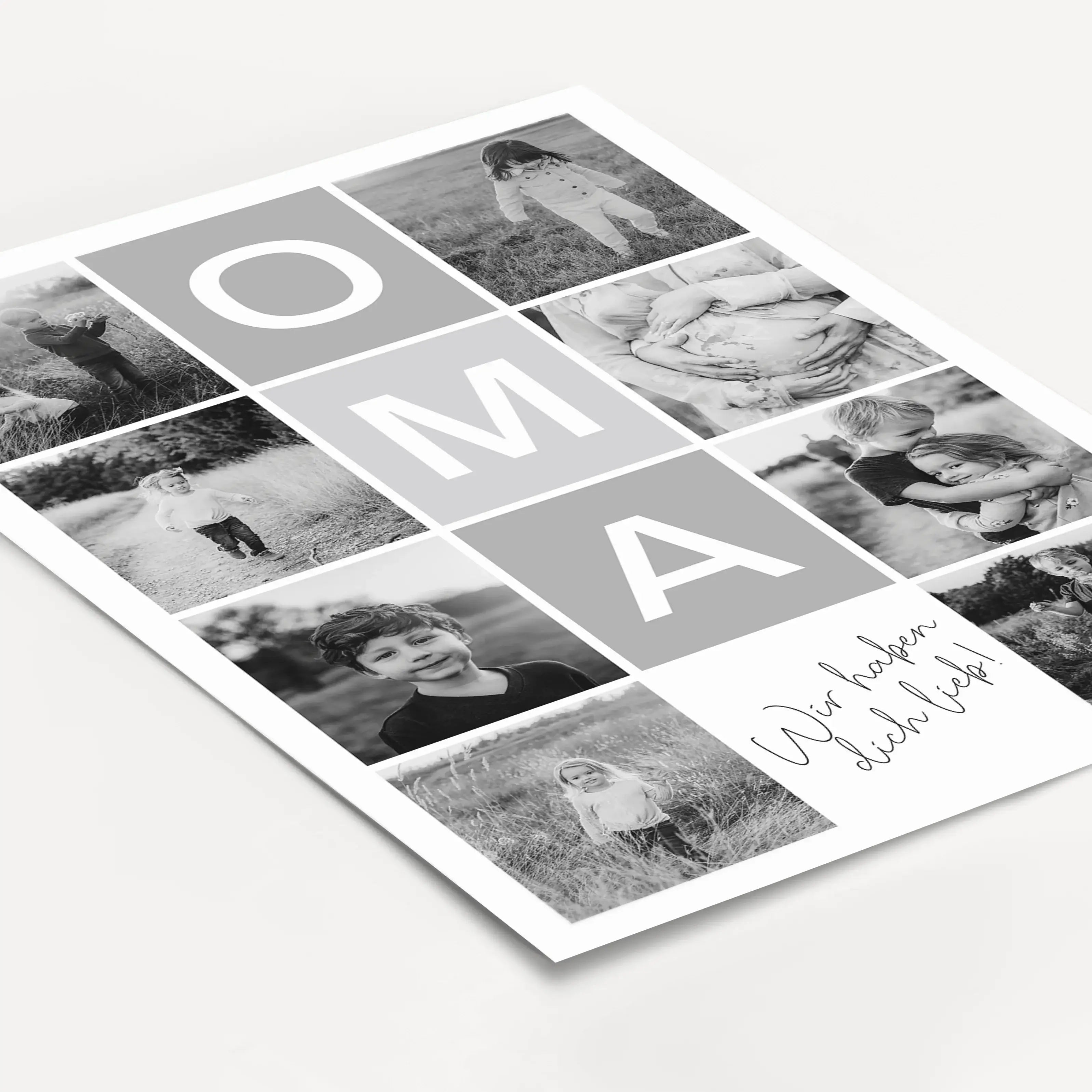 Fotocollage Oma Poster-famprints-Personalisiertes Poster-Gibt es eine bessere Art, deiner Oma zu zeigen, wie sehr du sie liebst, als mit einer personalisierten Fotocollage Oma von famprints? Lade einfach deine Lieblingsfotos hoch und füge deinen persönlic