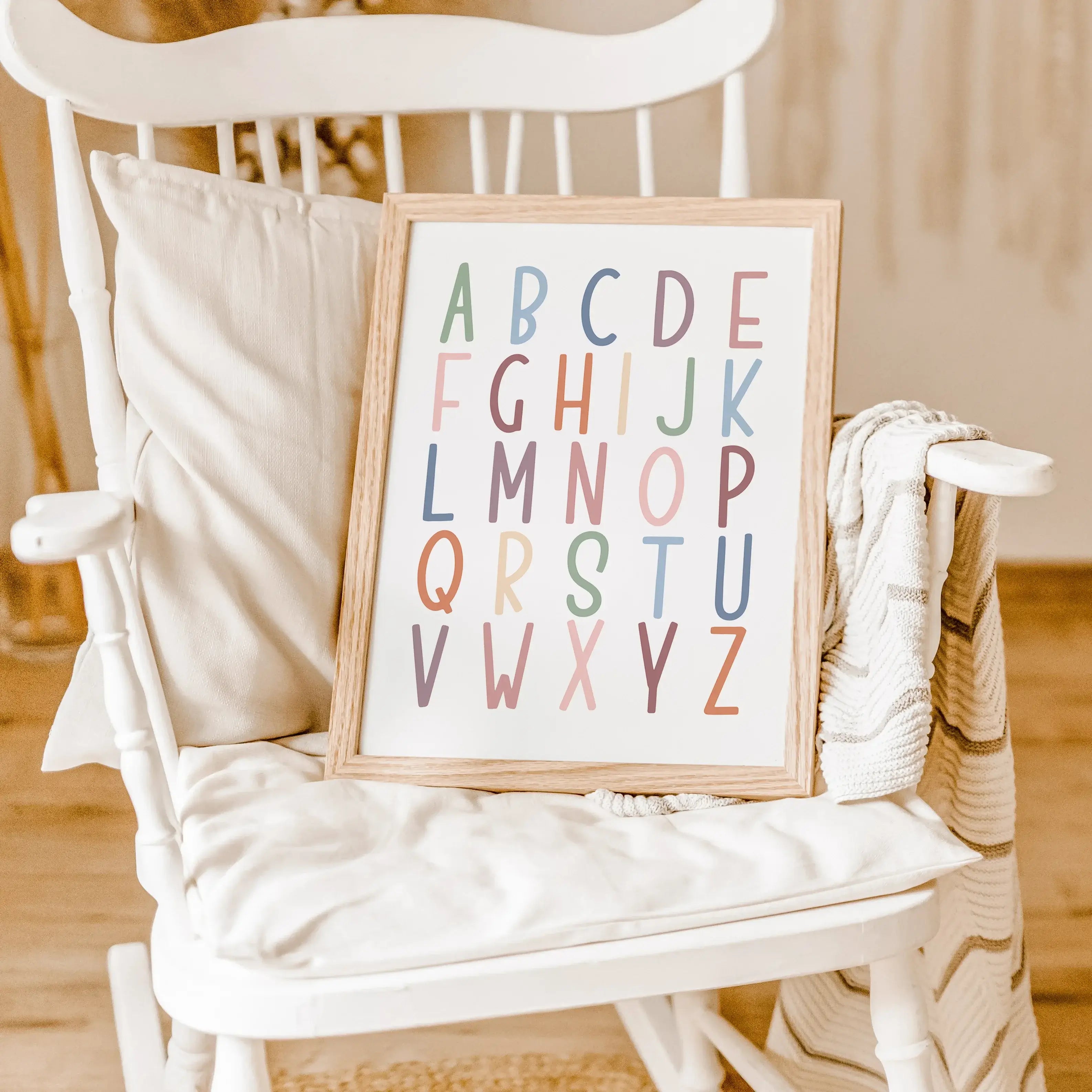 Alphabet Poster-famprints-Poster-Wir stellen dir das Alphabet Poster als Lernposter vor - eine lernreiche Wanddekoration für jedes Kinderzimmer! Dieses Poster ist das perfekte Lernmittel, um kleinen Kindern das Alphabet beizubringen. Dieses Poster fördert