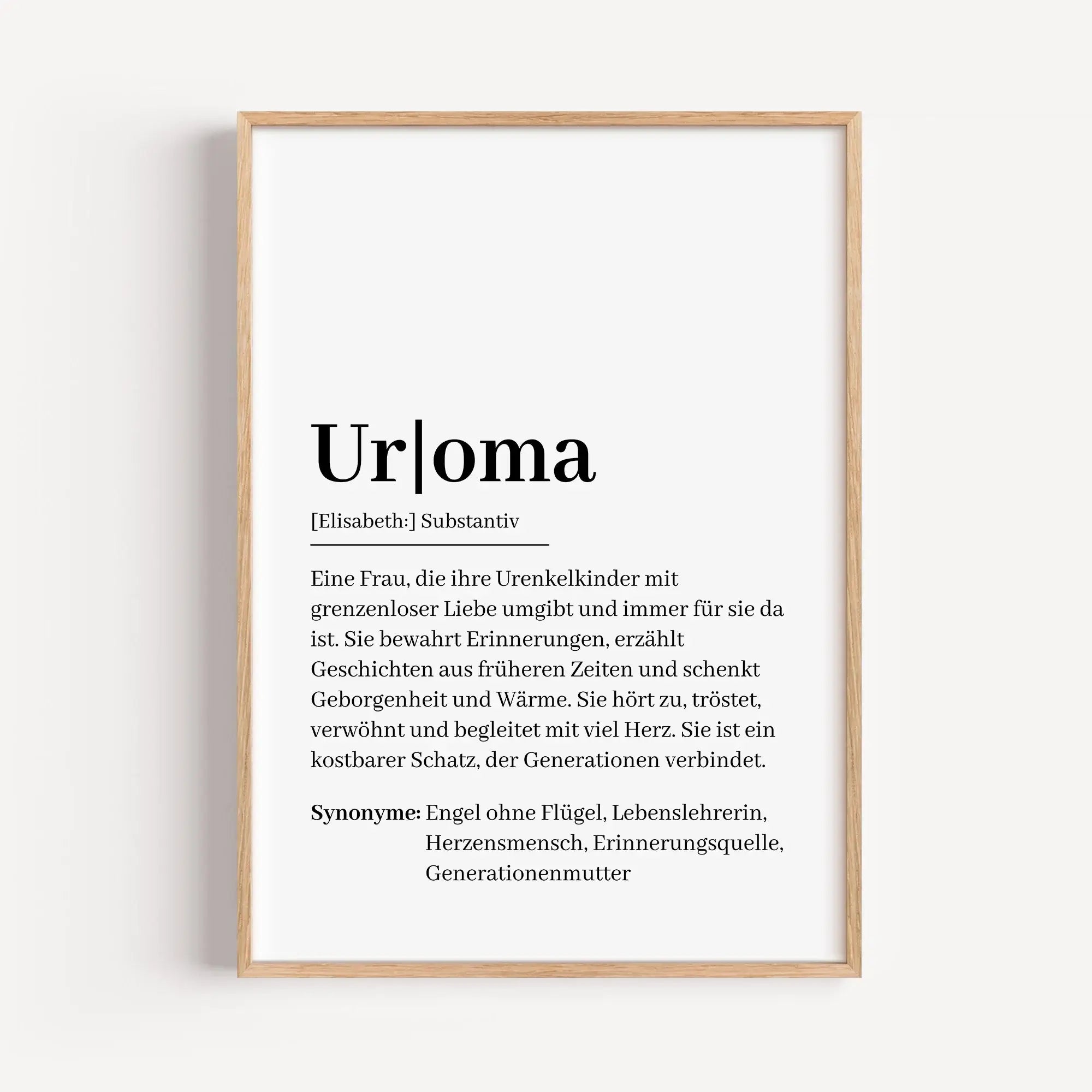 Uroma Definition Poster-Personalisiertes Poster-famprints-Entdecke unser liebevoll gestaltetes Uroma Definition Poster – das perfekte personalisierte Geschenk für deine Uroma! Dieses einzigartige Poster zeigt auf herzliche Weise, wie besonders und wertvol