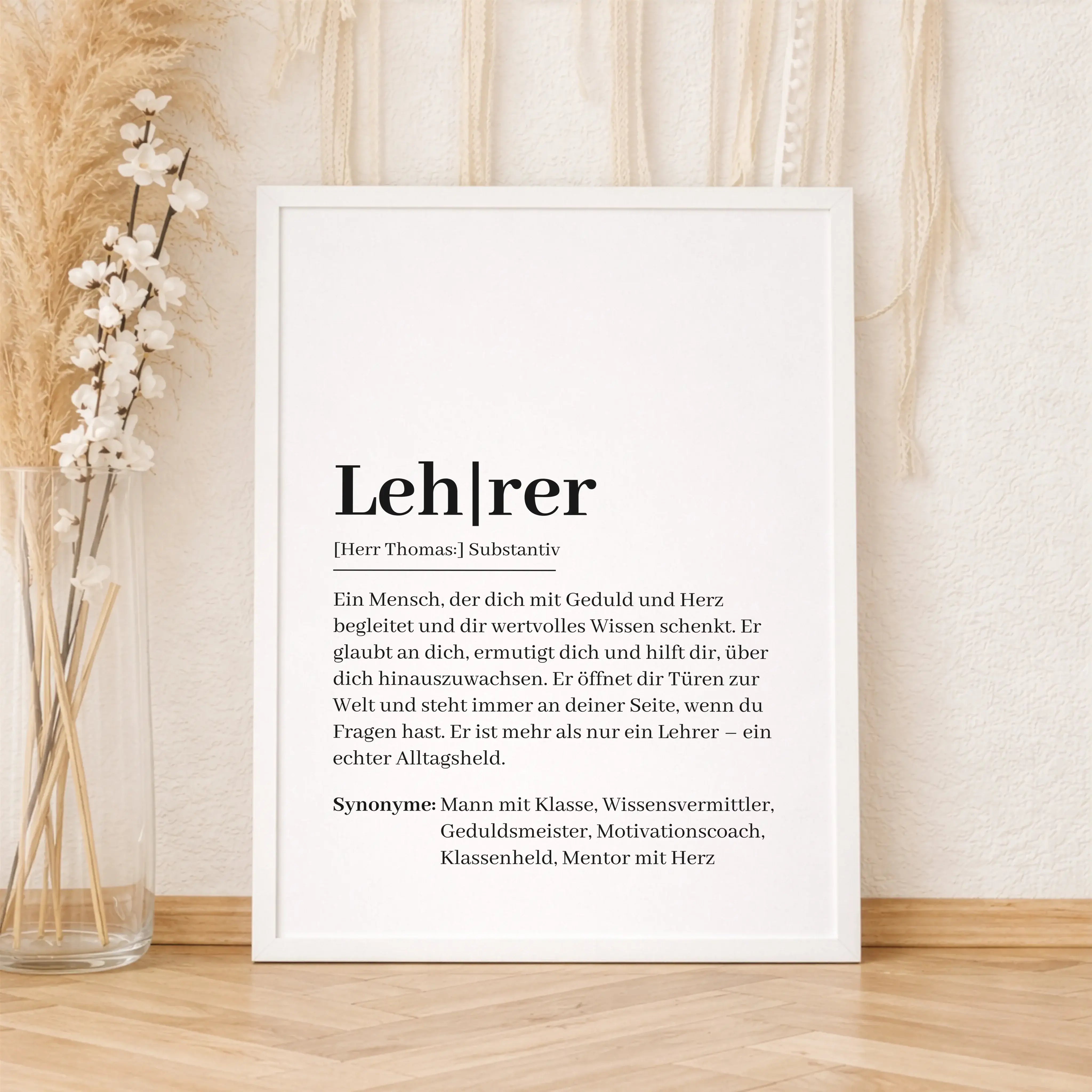 Lehrer Definition Poster-Personalisiertes Poster-famprints-Das Lehrer Definition Poster ist ein persönliches Geschenk für Menschen, die im Alltag weit mehr tun als Wissen zu vermitteln. Dieses hochwertige Poster übersetzt die Bedeutung eines Lehrers in Wo