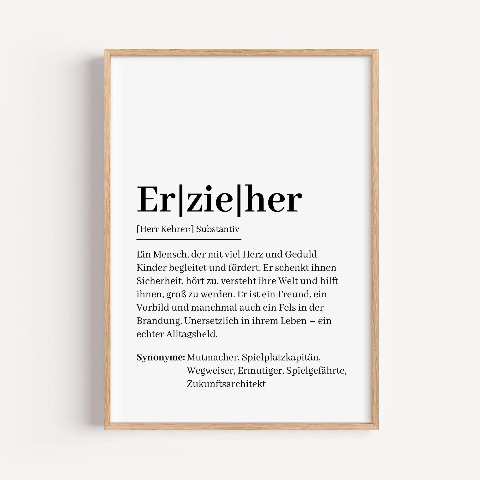 Erzieher Definition Poster-Personalisiertes Poster-famprints-Suchst du nach einem besonderen Geschenk für deinen Erzieher? Unser Erzieher Definition Poster ist genau das Richtige! Dieses liebevoll gestaltete Poster zeigt auf einzigartige Weise, was einen
