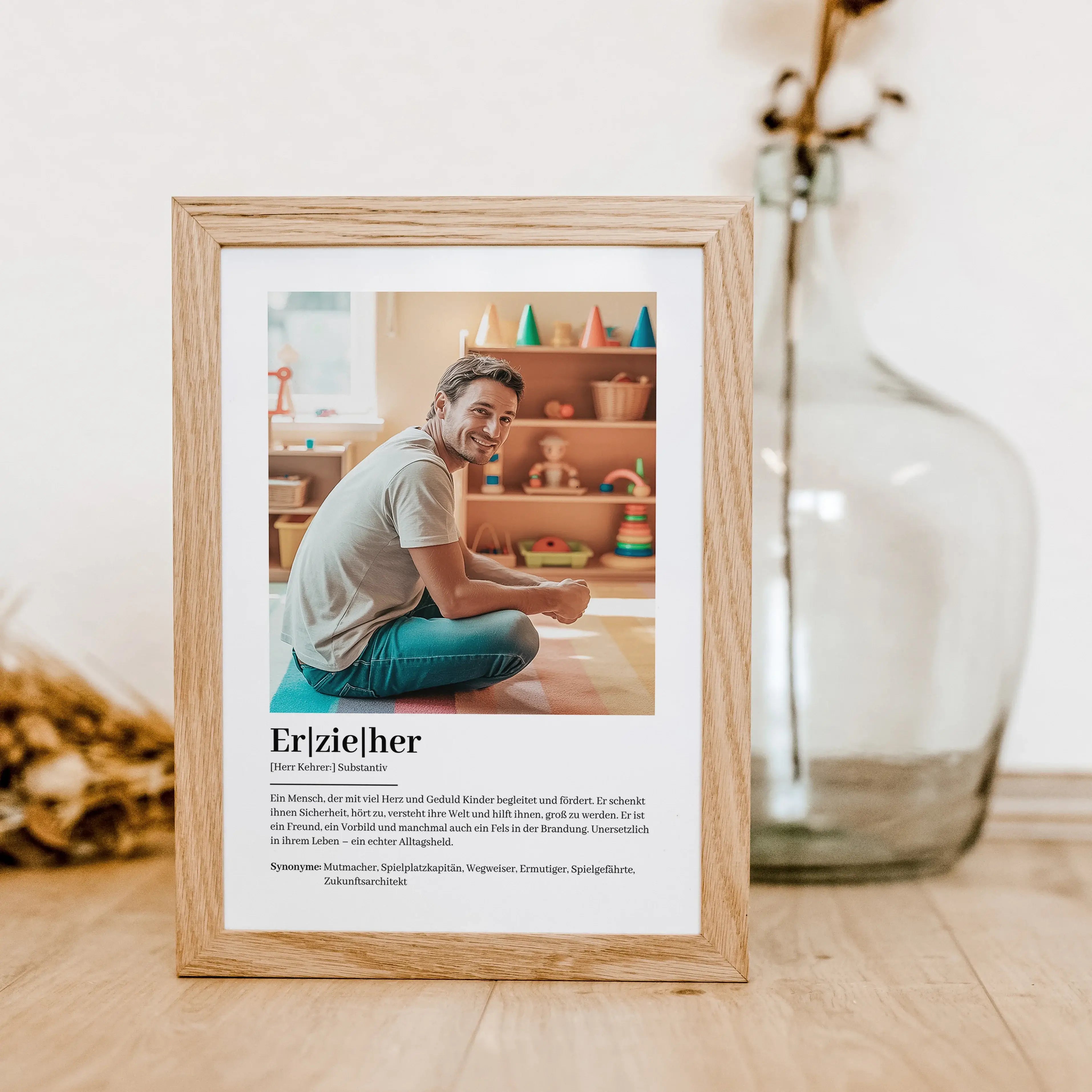 Erzieher Definition Poster mit Foto-Personalisiertes Poster-famprints-Suchst du ein besonderes Geschenk für deinen Erzieher? Unser Erzieher Definition Poster mit Foto ist die perfekte Wahl! Dieses liebevoll gestaltete Poster zeigt auf einzigartige Weise,