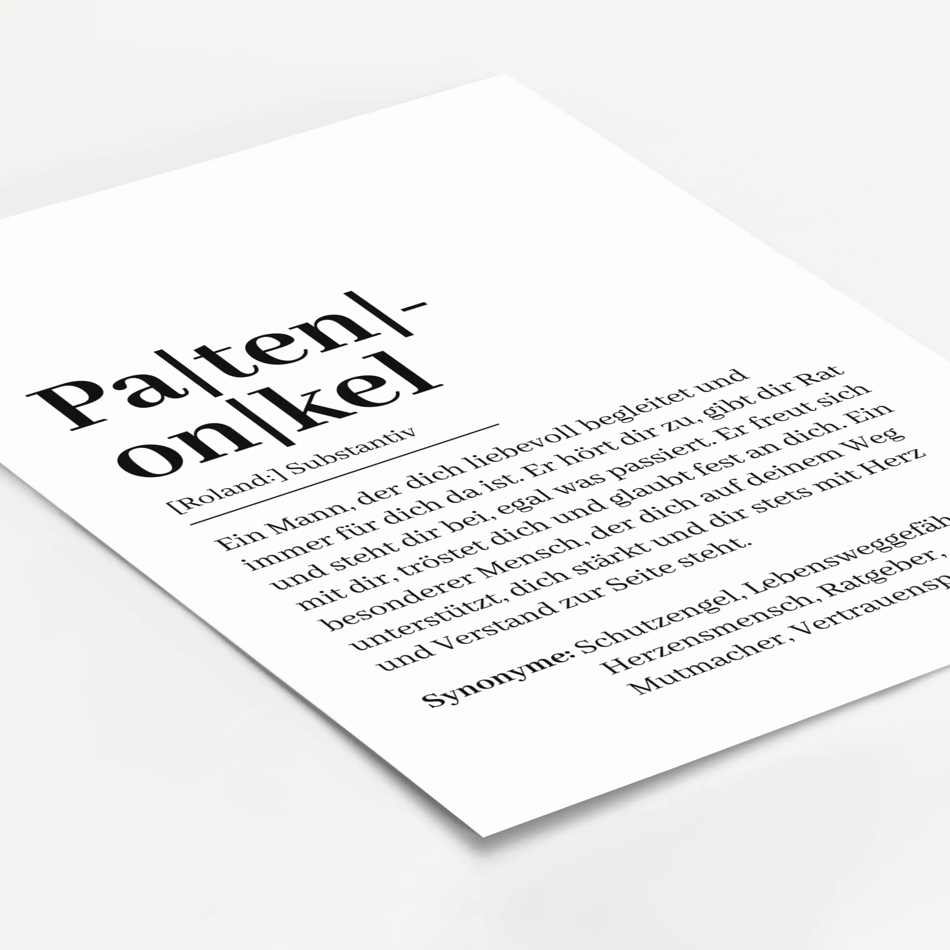 Patenonkel Definition Poster-Personalisiertes Poster-famprints-Das Patenonkel Definition Poster von famprints ist ein persönliches Geschenk mit Bedeutung. Es verbindet eine moderne Definition mit liebevollen Worten und macht sichtbar, welche Rolle ein Pat