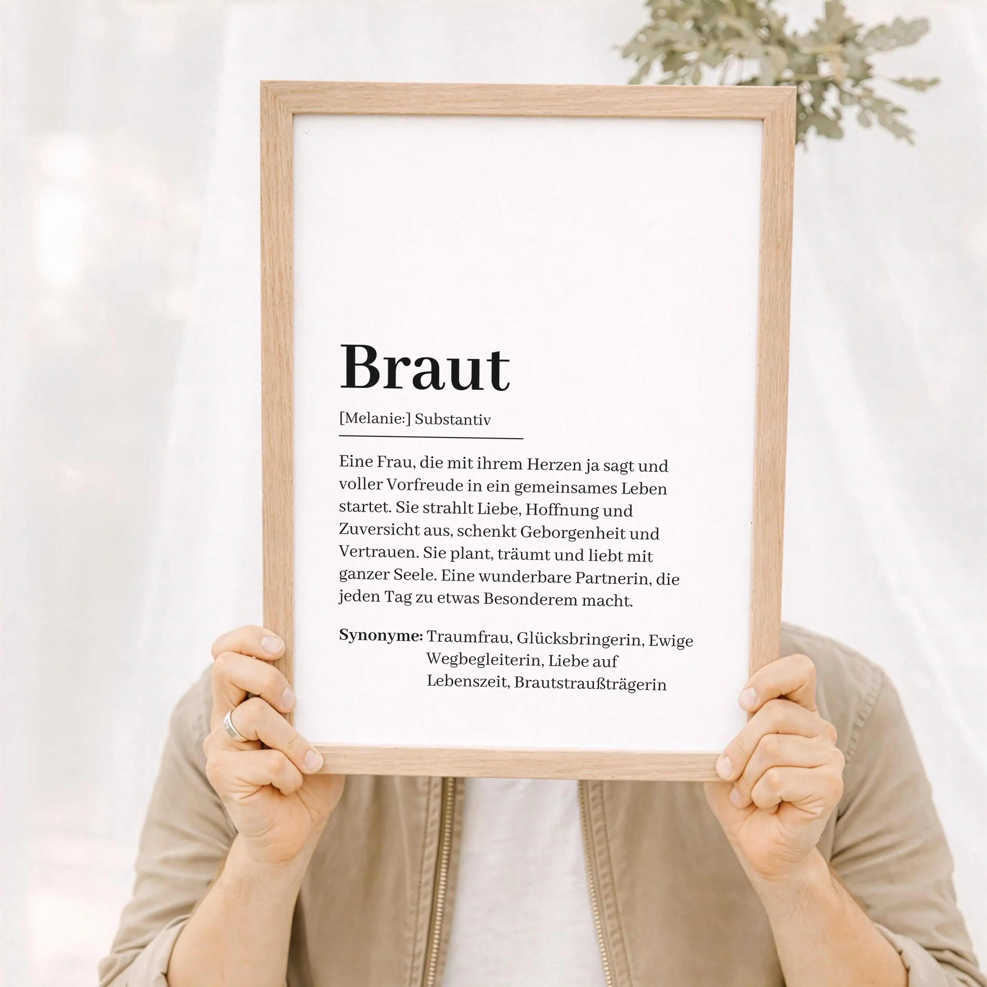 Braut Definition Poster-Personalisiertes Poster-famprints-Das Braut Definition Poster ist ein liebevolles Geschenk für einen ganz besonderen Moment im Leben. Es verbindet modernes Design mit einer emotionalen Bedeutung und erklärt auf stilvolle Weise, was