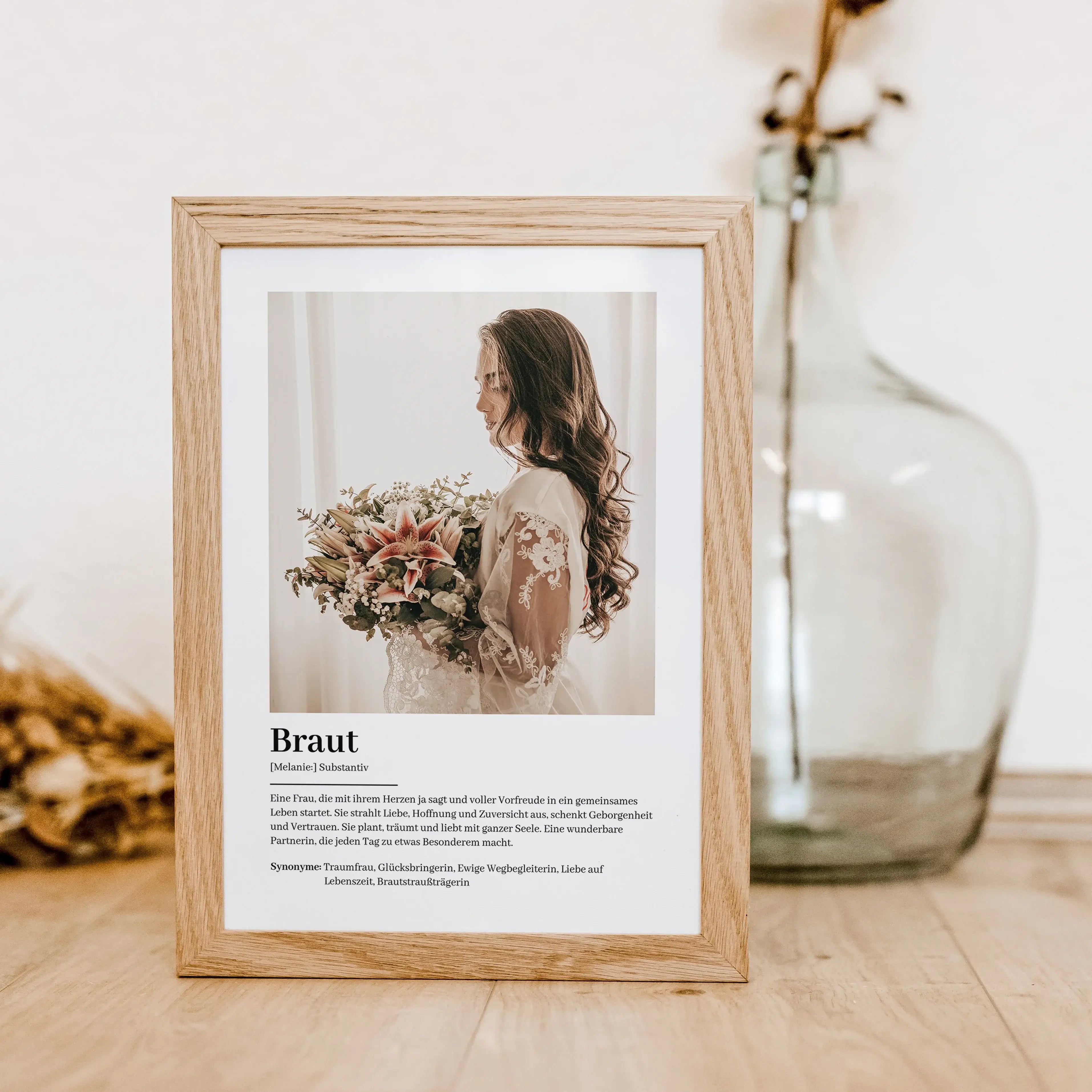 Braut Definition Poster mit Foto-Personalisiertes Poster-famprints-Suchst du nach einem einzigartigen Geschenk für die Braut? Unser Braut Definition Poster mit Foto ist die perfekte Wahl! Dieses liebevoll gestaltete Poster zeigt auf besondere Weise, was e