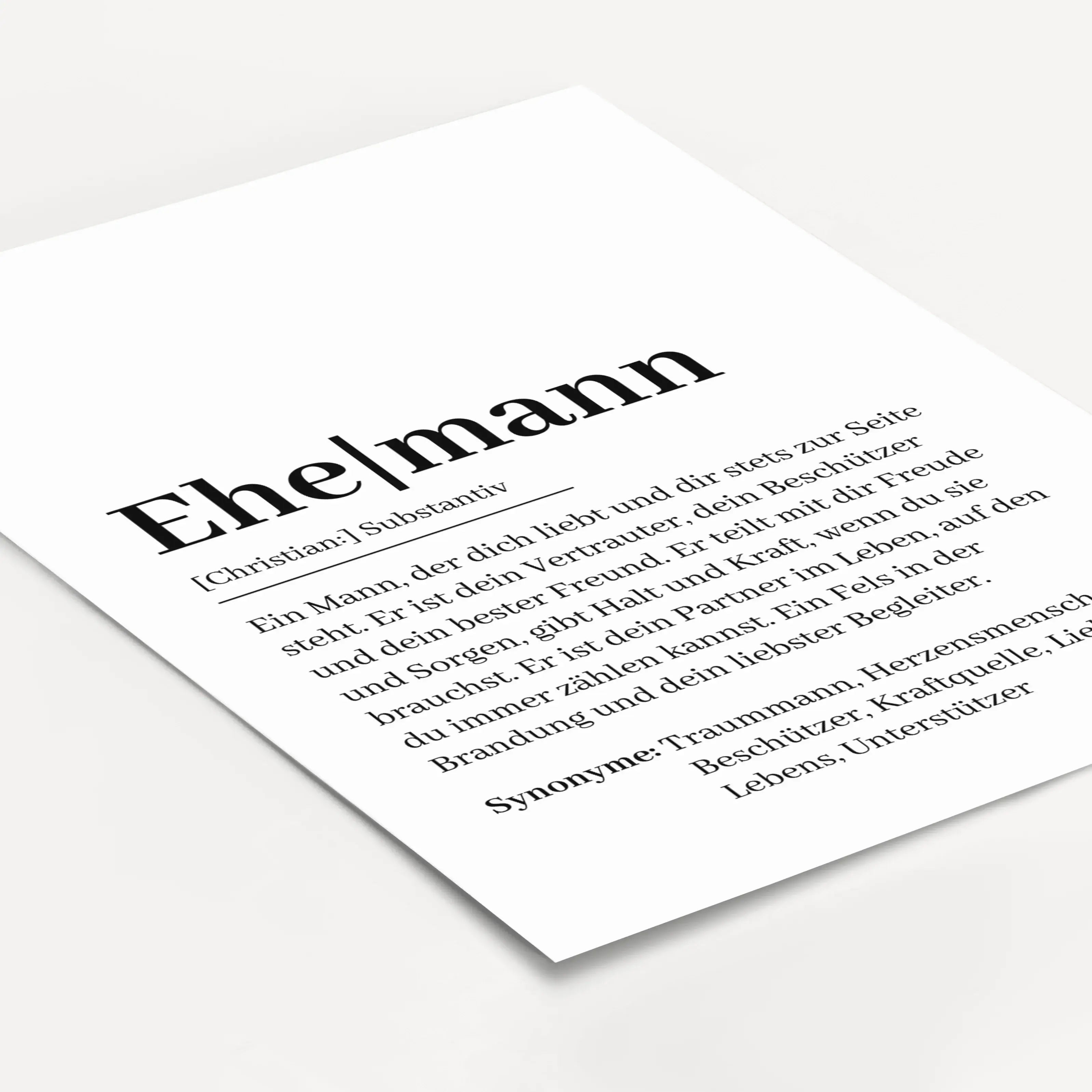 Ehemann Definition Poster-Personalisiertes Poster-famprints-Das Ehemann Definition Poster ist das perfekte personalisierte Geschenk, um deinem Ehemann auf liebevolle Weise zu zeigen, wie besonders er für dich ist. Dieses liebevoll gestaltete Poster beschr