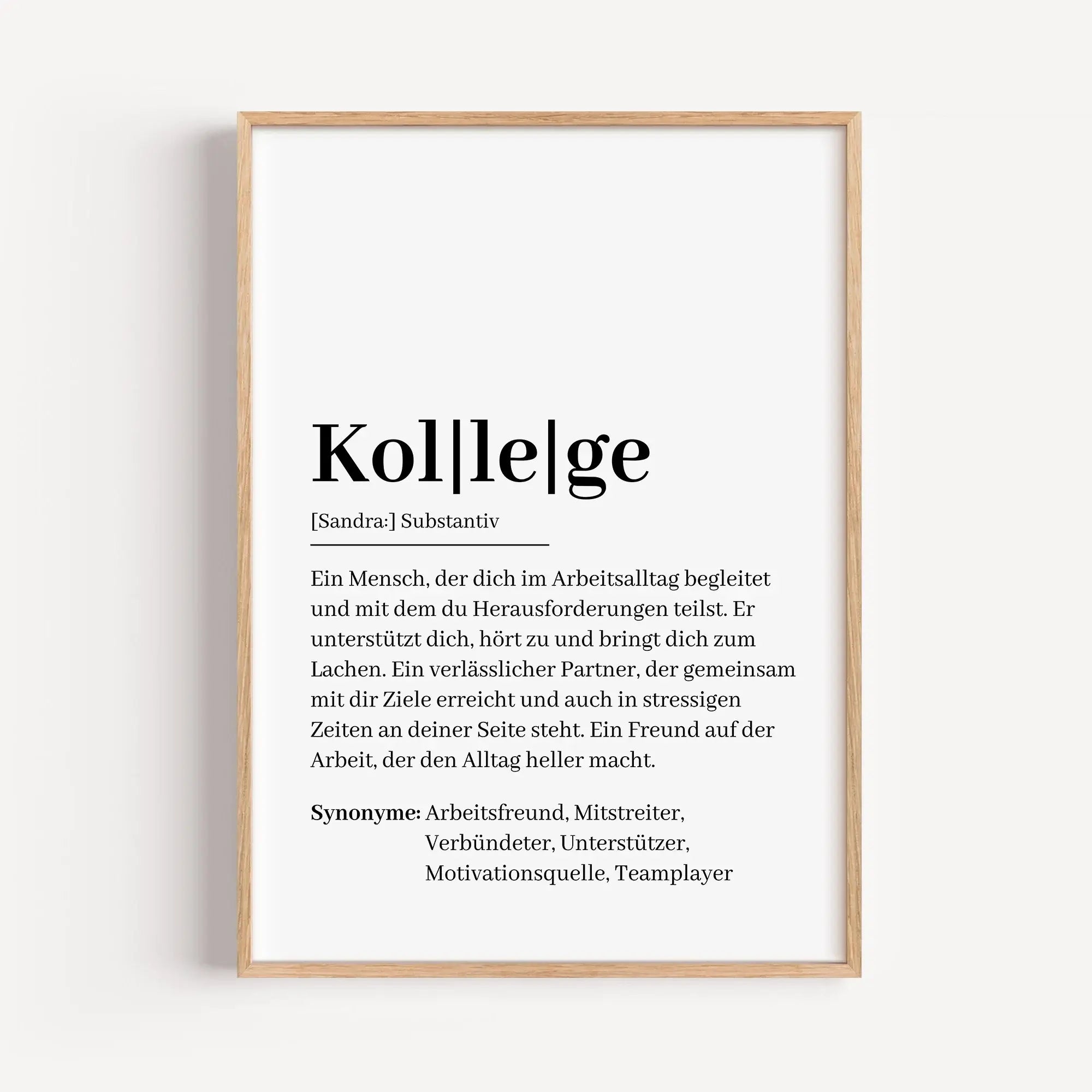 Kollege Definition Poster-Personalisiertes Poster-famprints-Suchst du nach einem besonderen Geschenk für deinen Kollegen? Unser Kollege Definition Poster ist die perfekte Wahl! Dieses liebevoll gestaltete Poster zeigt auf originelle und herzliche Weise, w