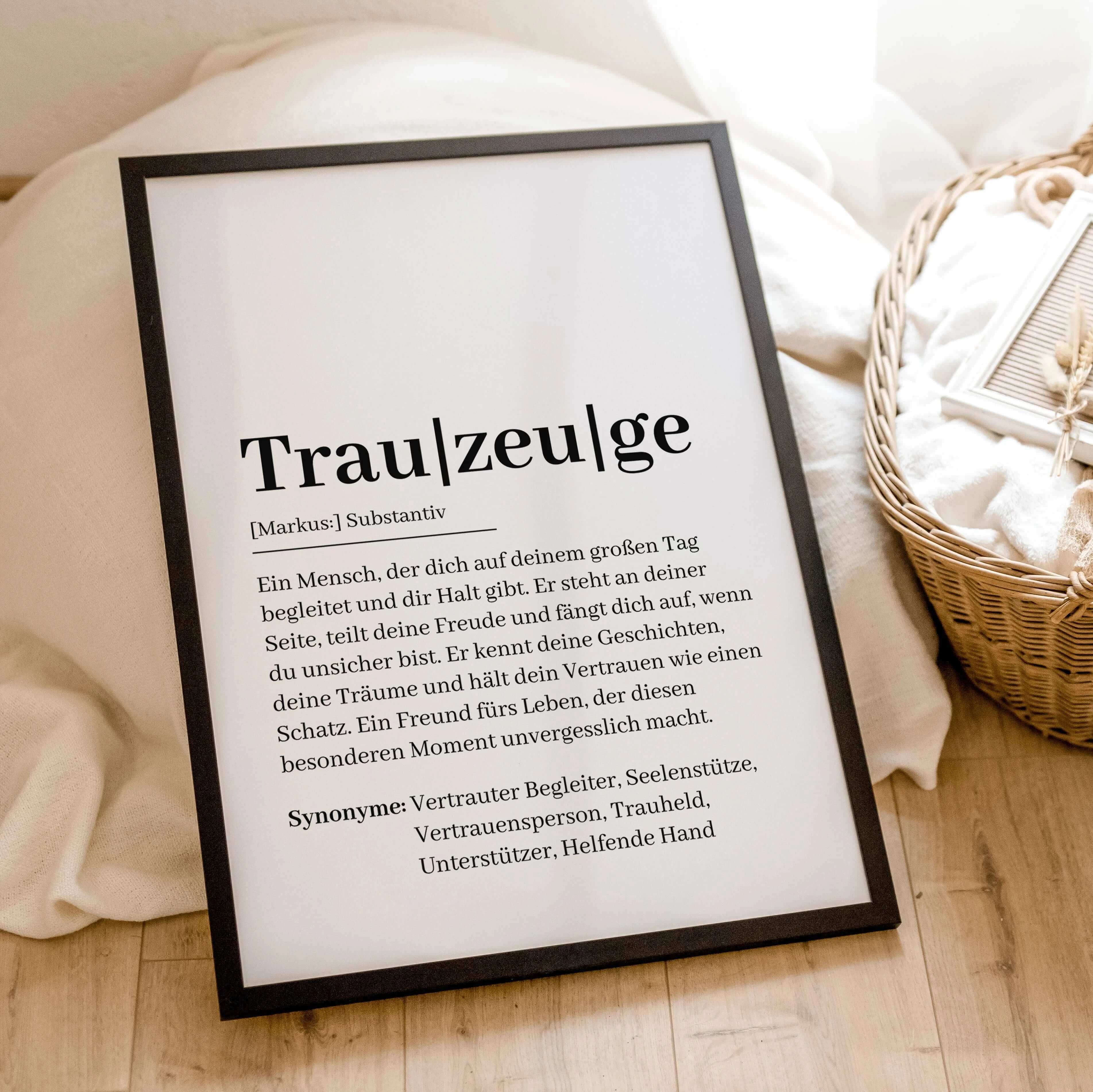 Trauzeuge Definition Poster-Personalisiertes Poster-famprints-Suchst du nach einem besonderen Geschenk für deinen Trauzeugen? Unser Trauzeuge Definition Poster ist die perfekte Wahl! Dieses liebevoll gestaltete Poster zeigt auf einzigartige Weise, was ein