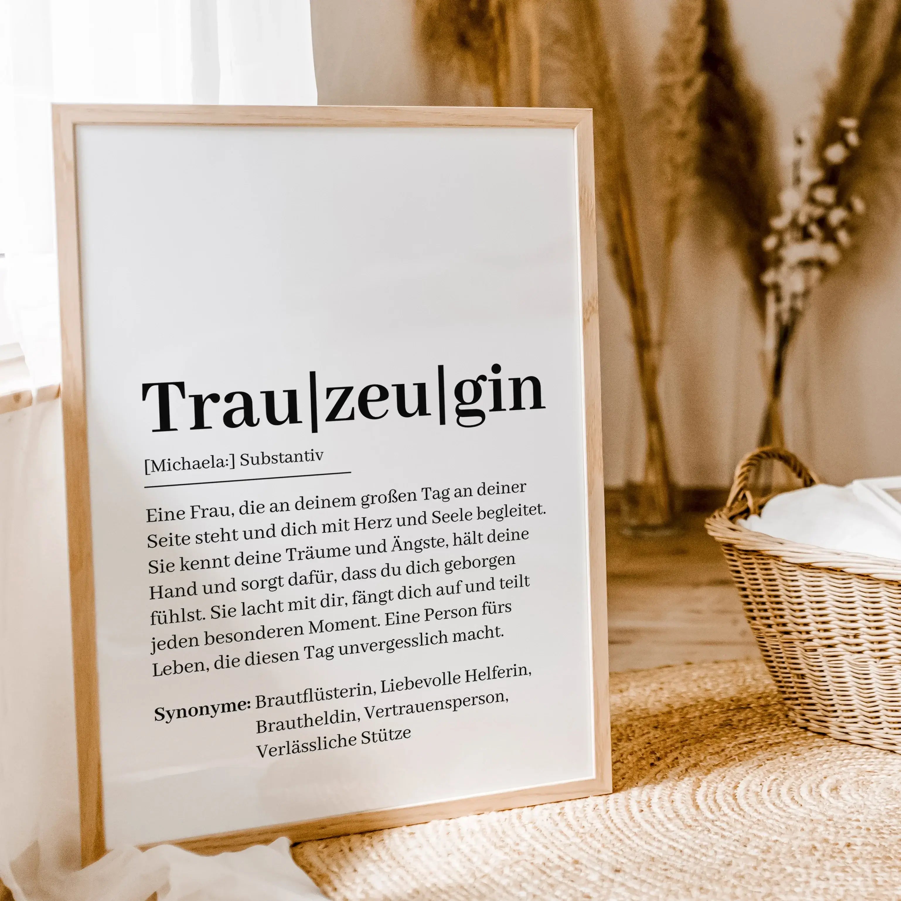 Trauzeugin Definition Poster-Personalisiertes Poster-famprints-Suchst du nach einem besonderen Geschenk für deine Trauzeugin? Unser Trauzeugin Definition Poster ist genau das Richtige! Dieses liebevoll gestaltete Poster zeigt auf einzigartige Weise, was e