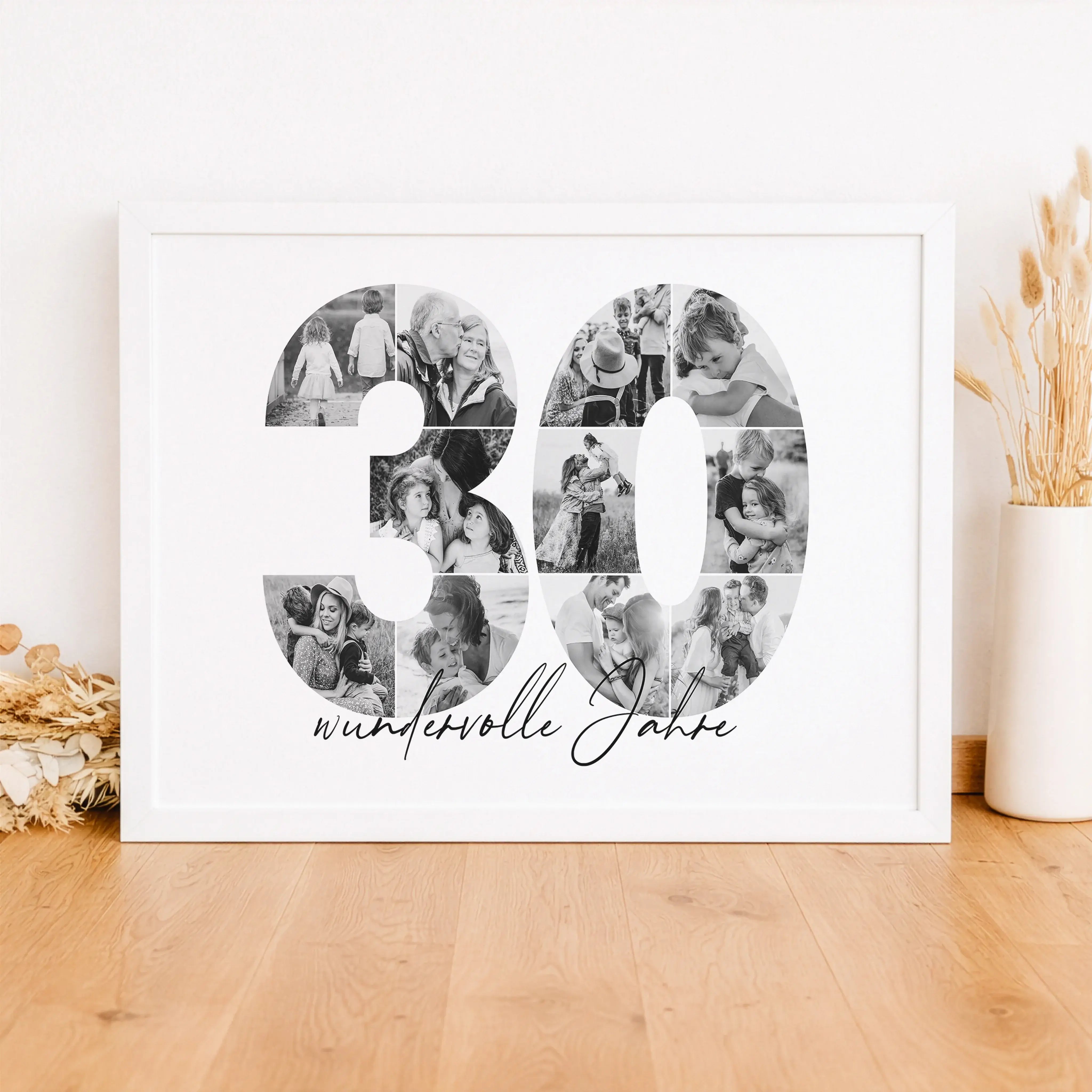 Foto Poster 30-Personalisiertes Poster-famprints-Das Foto Poster 30 von famprints ist eine persönliche Art, einen runden Geburtstag oder ein Jubiläum sichtbar zu feiern. Die große Zahl 30 wird aus deinen eigenen Bildern gestaltet und bildet eine harmonisc