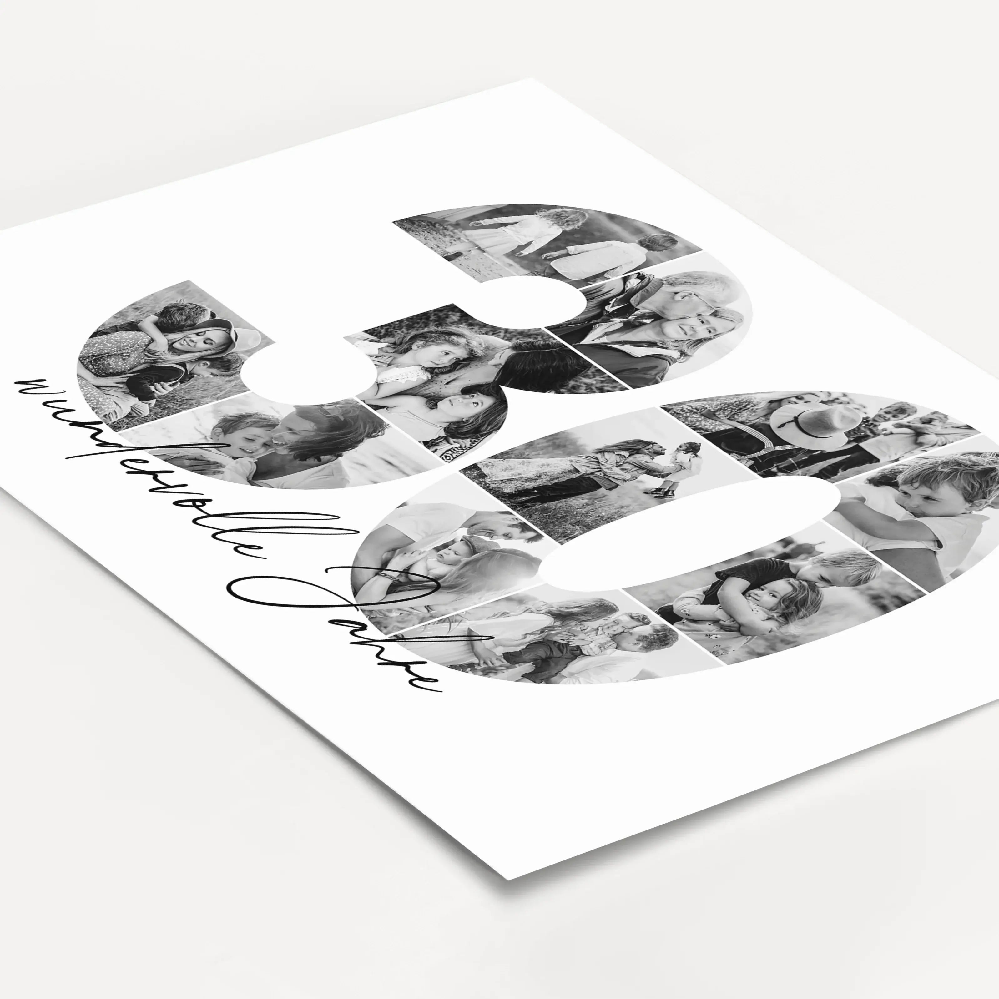 Foto Poster 30 Jahre - Personalisiertes Poster - famprints - Feiere besondere Momente mit unserem einzigartigen Foto Poster 30 – das perfekte personalisierte Geschenk zum Geburtstag, Hochzeitstag oder Jubiläum! Die große Zahl „30“ wird durch deine persönl