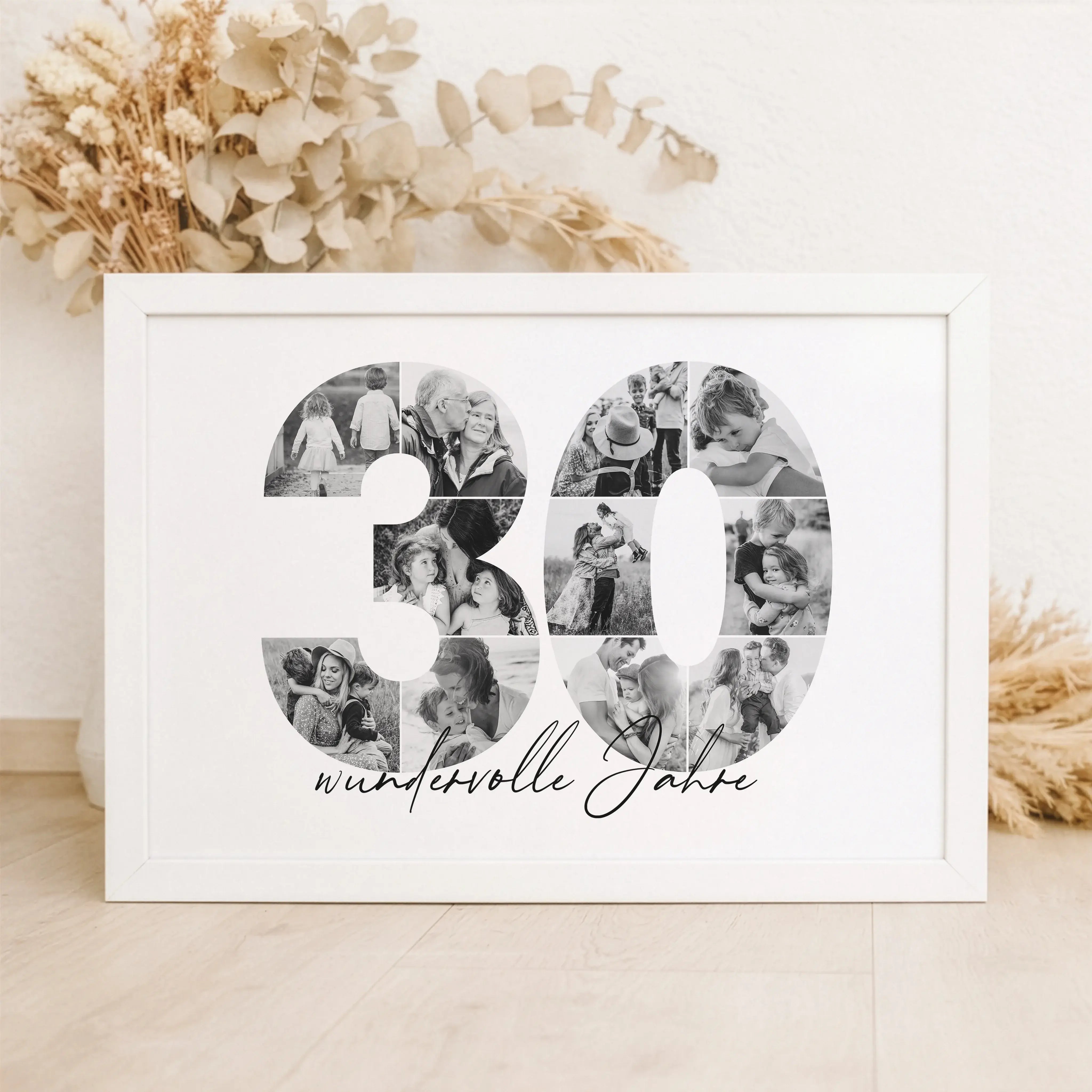 Foto Poster 30-Personalisiertes Poster-famprints-Das Foto Poster 30 von famprints ist eine persönliche Art, einen runden Geburtstag oder ein Jubiläum sichtbar zu feiern. Die große Zahl 30 wird aus deinen eigenen Bildern gestaltet und bildet eine harmonisc