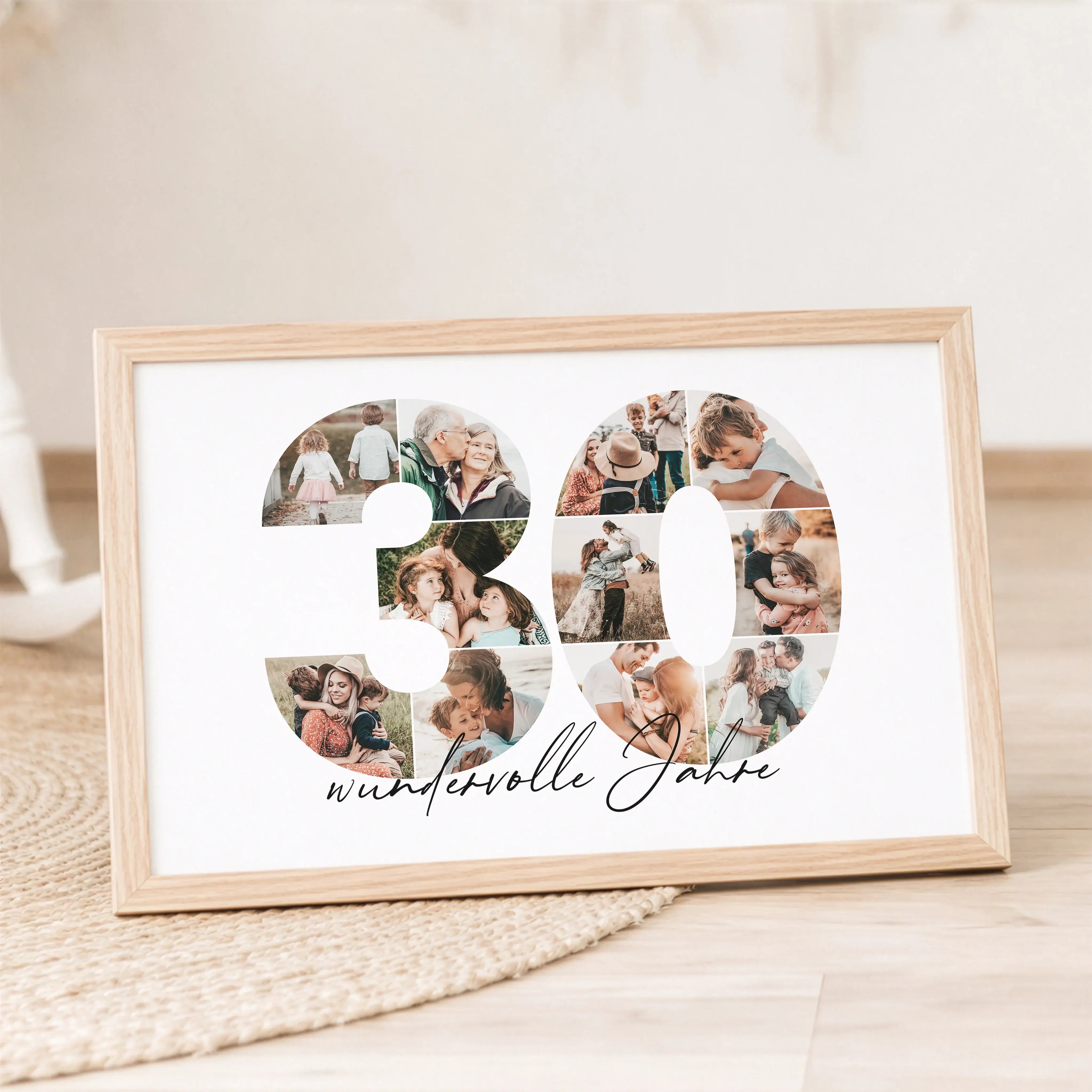 Foto Poster 30-Personalisiertes Poster-famprints-Das Foto Poster 30 von famprints ist eine persönliche Art, einen runden Geburtstag oder ein Jubiläum sichtbar zu feiern. Die große Zahl 30 wird aus deinen eigenen Bildern gestaltet und bildet eine harmonisc