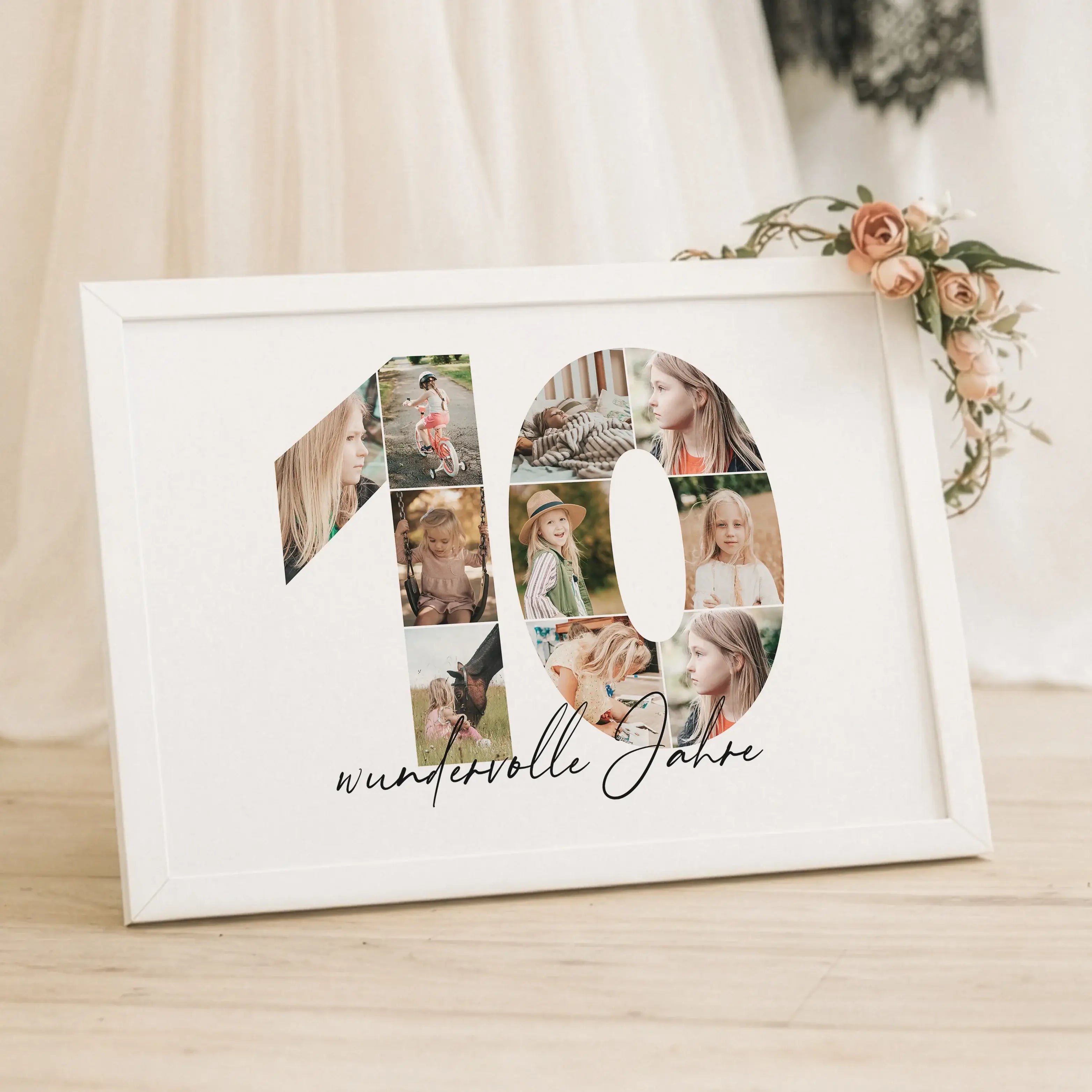Foto Poster 10-Personalisiertes Poster-famprints-Das Foto Poster 10 ist eine persönliche Art, besondere Lebensabschnitte sichtbar zu machen. Die große Zahl 10 wird mit deinen eigenen Bildern gefüllt und entsteht so als individuelle Fotocollage, die Erinne