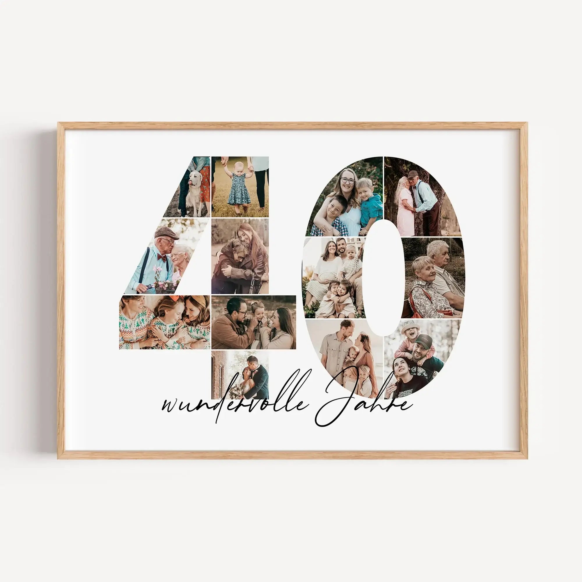 Foto Poster 40 Jahre - Personalisiertes Poster - famprints - Feiere besondere Momente mit unserem einzigartigen Foto Poster 40 – das perfekte personalisierte Geschenk für Geburtstag, Hochzeitstag oder Jubiläum! Die große Zahl 40 wird mit deinen persönlich