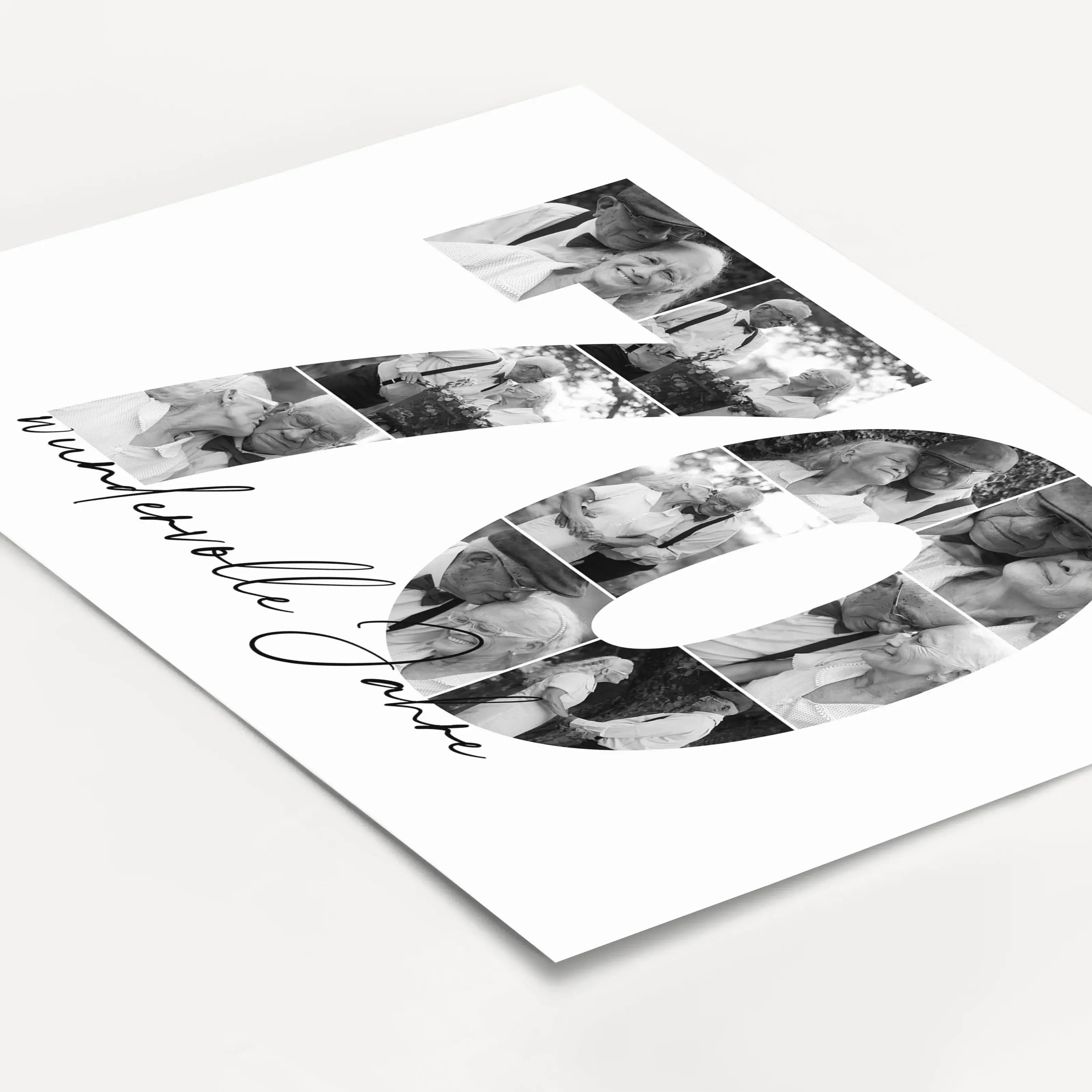 Foto Poster 70 Jahre - Personalisiertes Poster - famprints - Feiere besondere Momente mit unserem einzigartigen Foto Poster 70! Dieses personalisierte Poster zeigt die Zahl 70, hinterlegt mit deinen liebsten Fotos – so entsteht eine wunderschöne Fotocolla