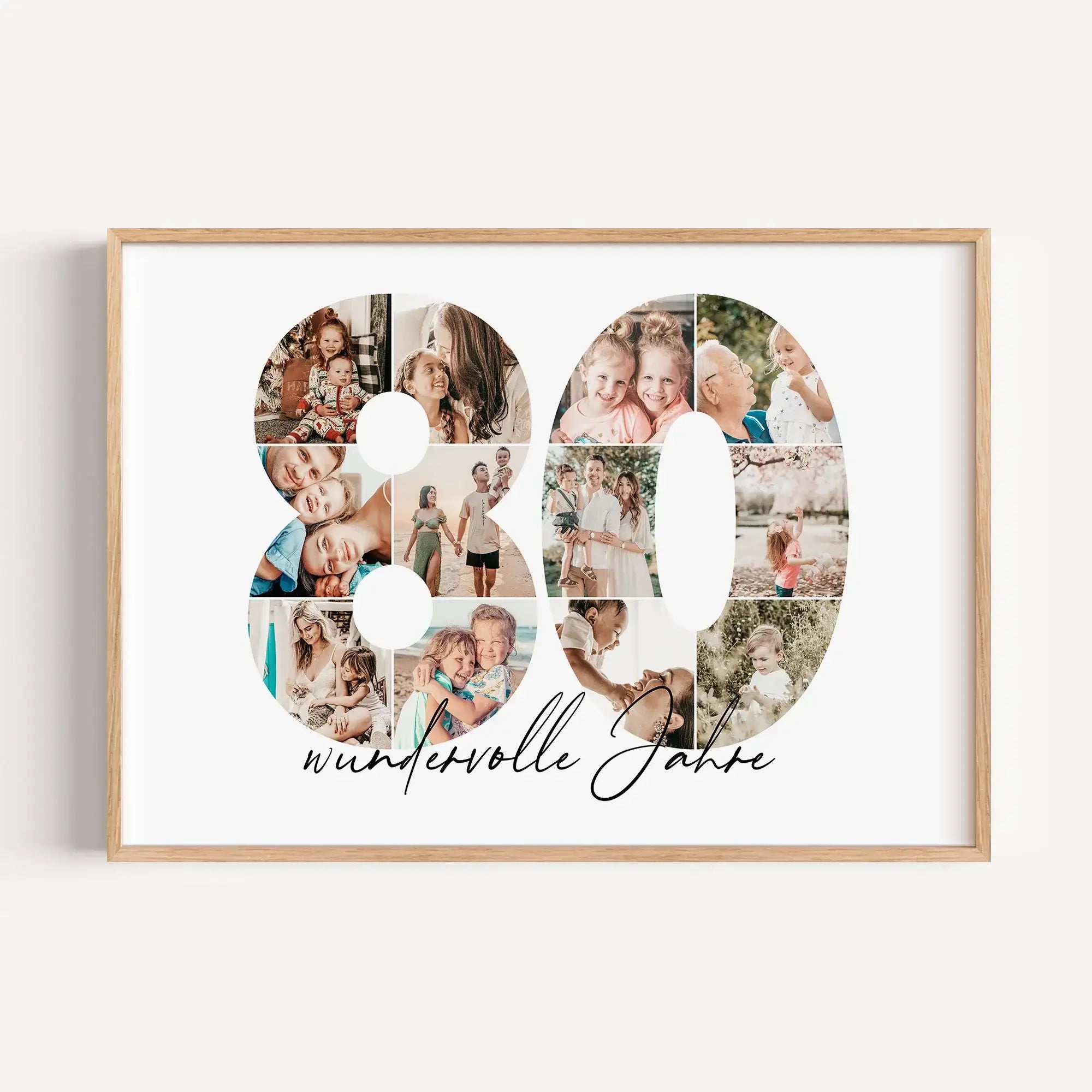 Foto Poster 80-Personalisiertes Poster-famprints-Das Foto Poster 80 von famprints ist eine persönliche Geschenkidee für besondere Anlässe wie runde Geburtstage, Jubiläen oder Jahrestage. Die große Zahl 80 wird mit deinen eigenen Fotos gestaltet und bildet