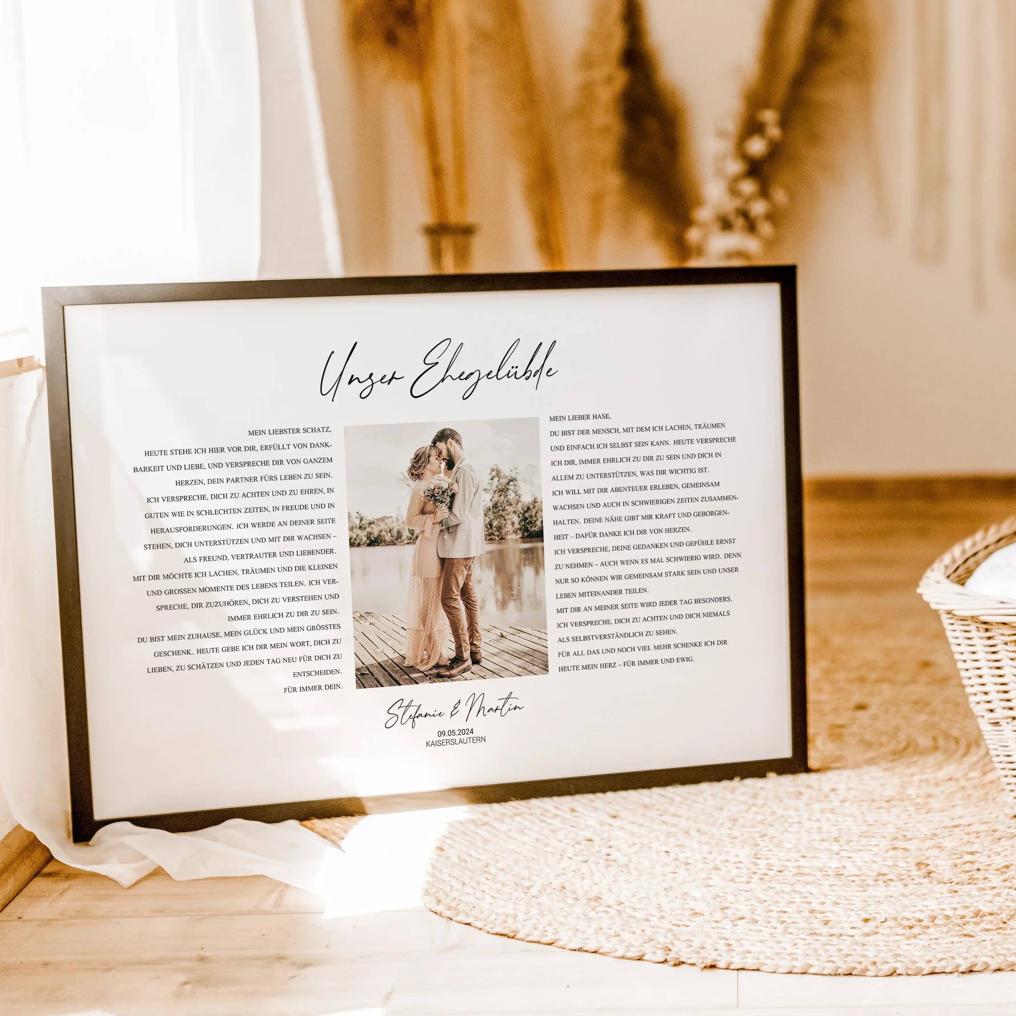 Ehegelübde Poster - Personalisiertes Poster - famprints - Feiere eure Liebe mit unserem einzigartigen Ehegelübde Poster – das perfekte personalisierte Geschenk zur Hochzeit oder zum Hochzeitstag! Dieses besondere Poster kannst du mit den Eheversprechen vo