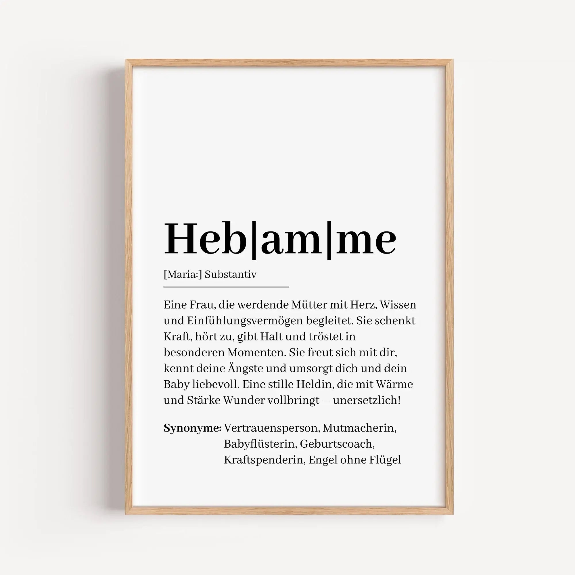 Hebamme Definition Poster - Personalisiertes Poster - famprints - Suchst du nach einem besonderen Geschenk für deine Hebamme? Unser Hebamme Definition Poster ist die perfekte Wahl, um Danke zu sagen und deine Wertschätzung auf liebevolle Weise auszudrücke