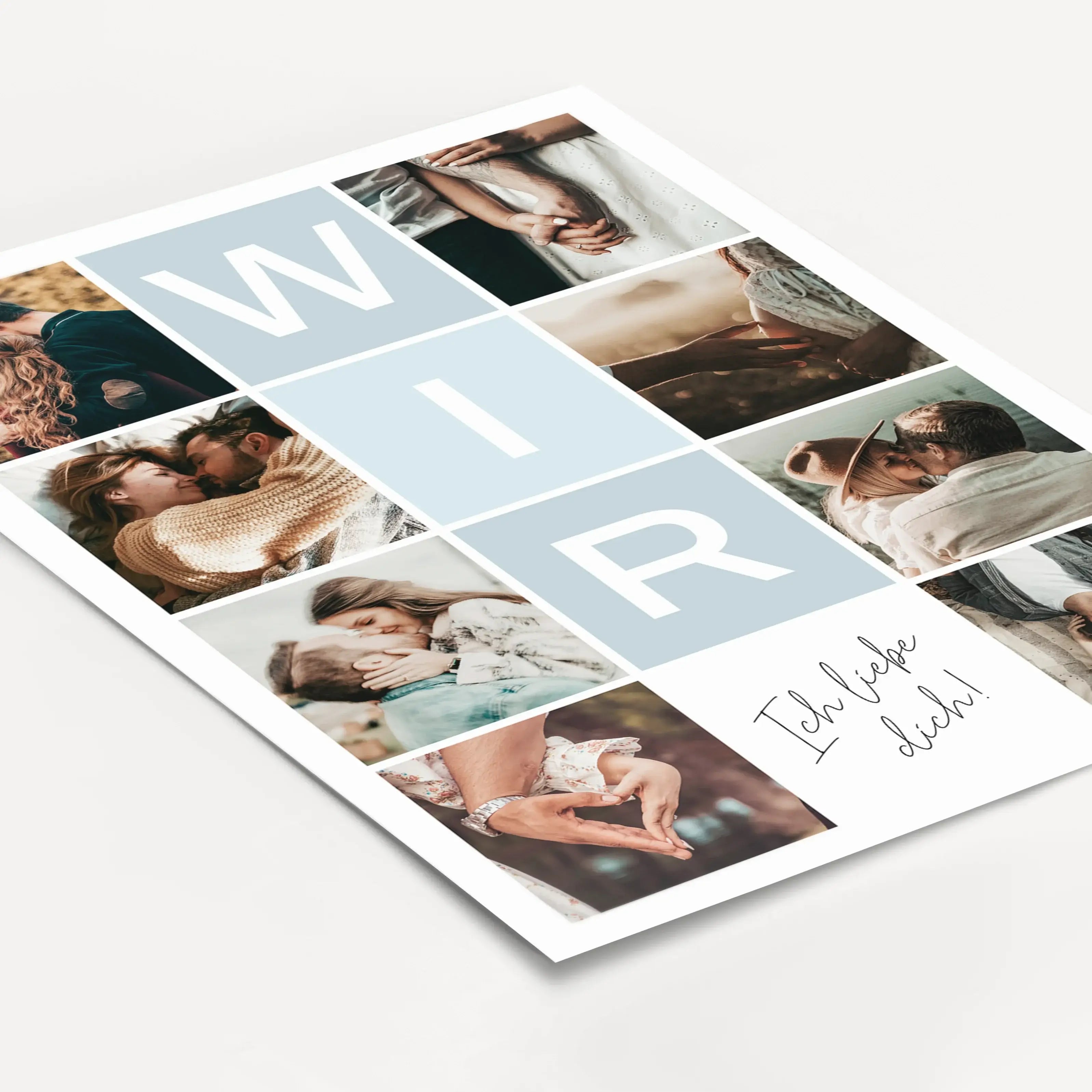 Wir Fotocollage-Personalisiertes Poster-famprints-Die Wir Fotocollage von famprints ist ein personalisiertes Poster für alle, die ihre gemeinsamen Momente sichtbar machen möchten. Du gestaltest dein individuelles Wandbild mit mehreren Fotos, die eure Gesc