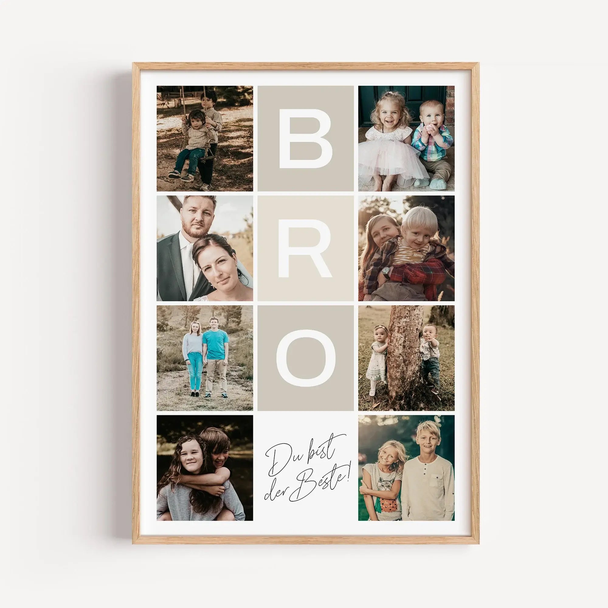 Bro Fotocollage-Personalisiertes Poster-famprints-Die Bro Fotocollage von famprints ist ein personalisiertes Poster für echte Bruder-Momente. Du gestaltest dein Design mit mehreren eigenen Fotos und machst daraus ein individuelles Wandbild, das eure Gesch