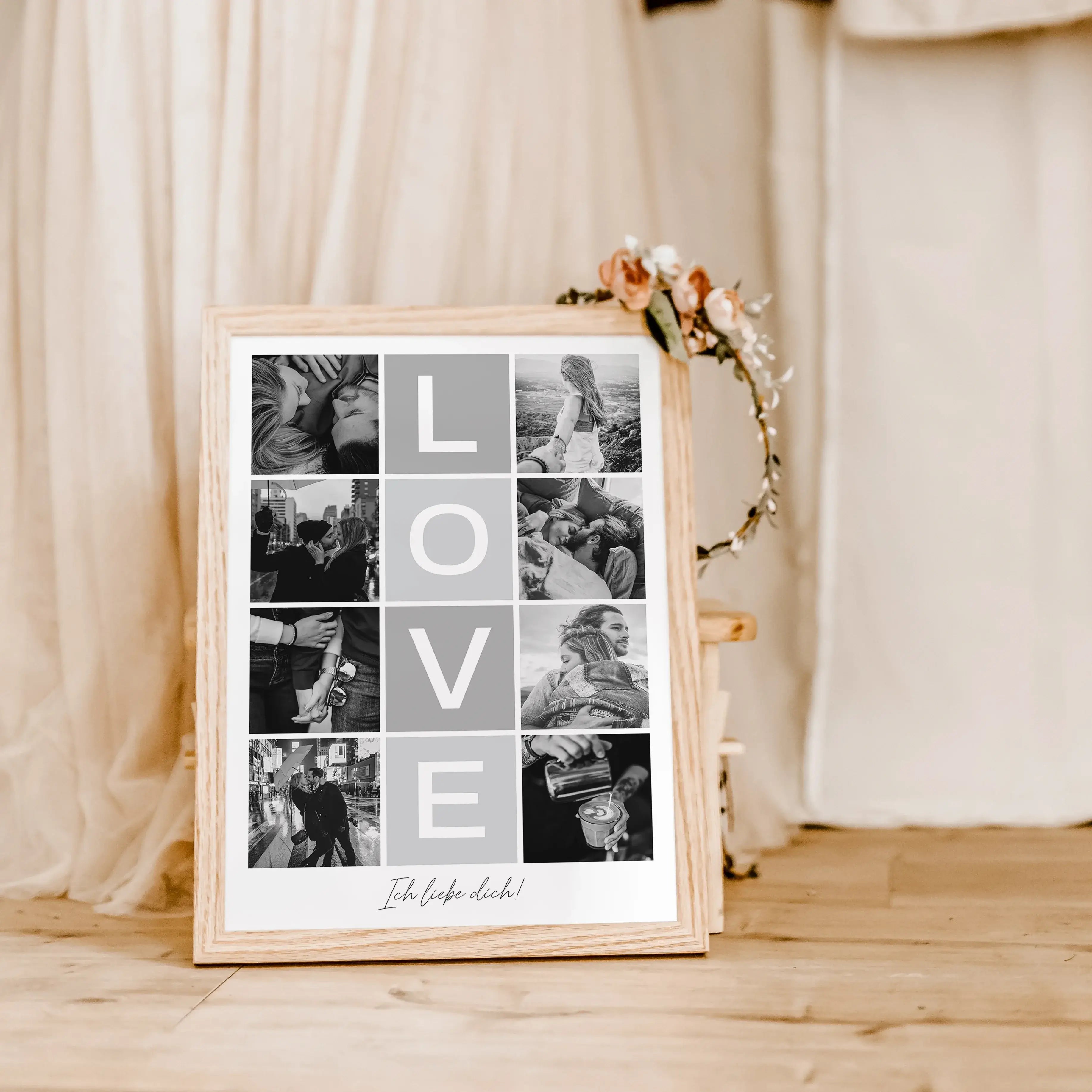Love Fotocollage - Personalisiertes Poster - famprints - Entdecke die Love Fotocollage – das perfekte personalisierte Geschenk für deinen Partner oder deine Partnerin! Mit der Love Fotocollage kannst du eure schönsten gemeinsamen Momente in einer liebevol