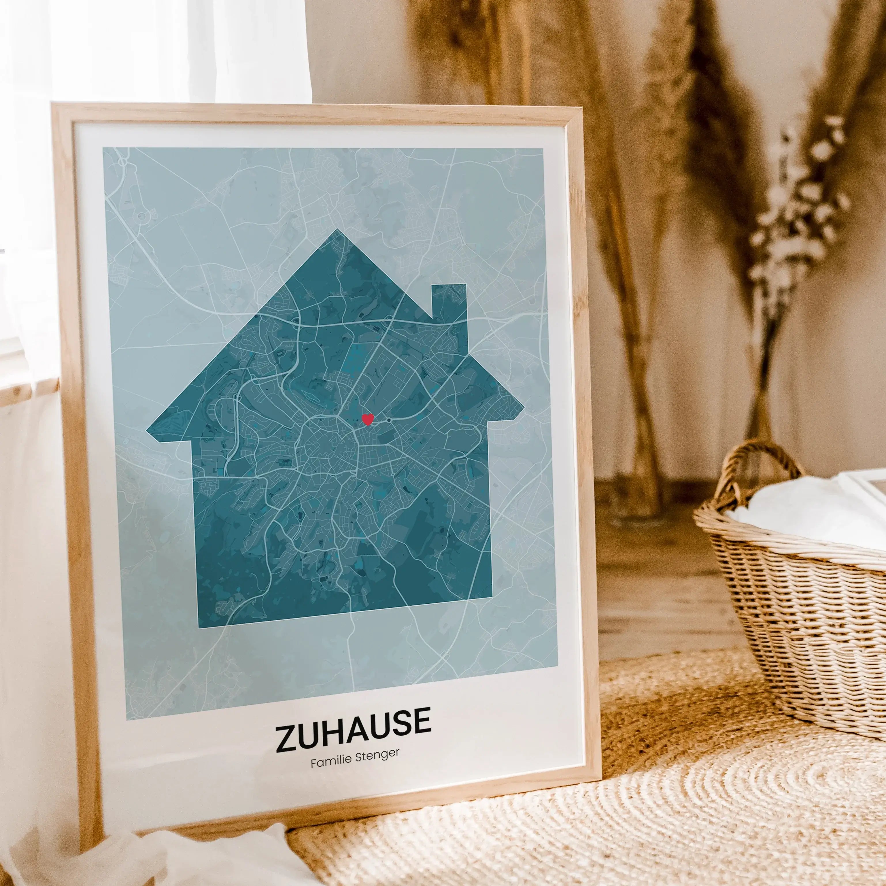 Stadtkarte Poster Haus modern - Personalisiertes Poster - famprints - Entdecke unser Stadtkarte Poster Haus modern – das perfekte personalisierte Geschenk für alle, die ihr Zuhause lieben! Dieses einzigartige Poster kannst du mit der Stadtkarte deines Lie