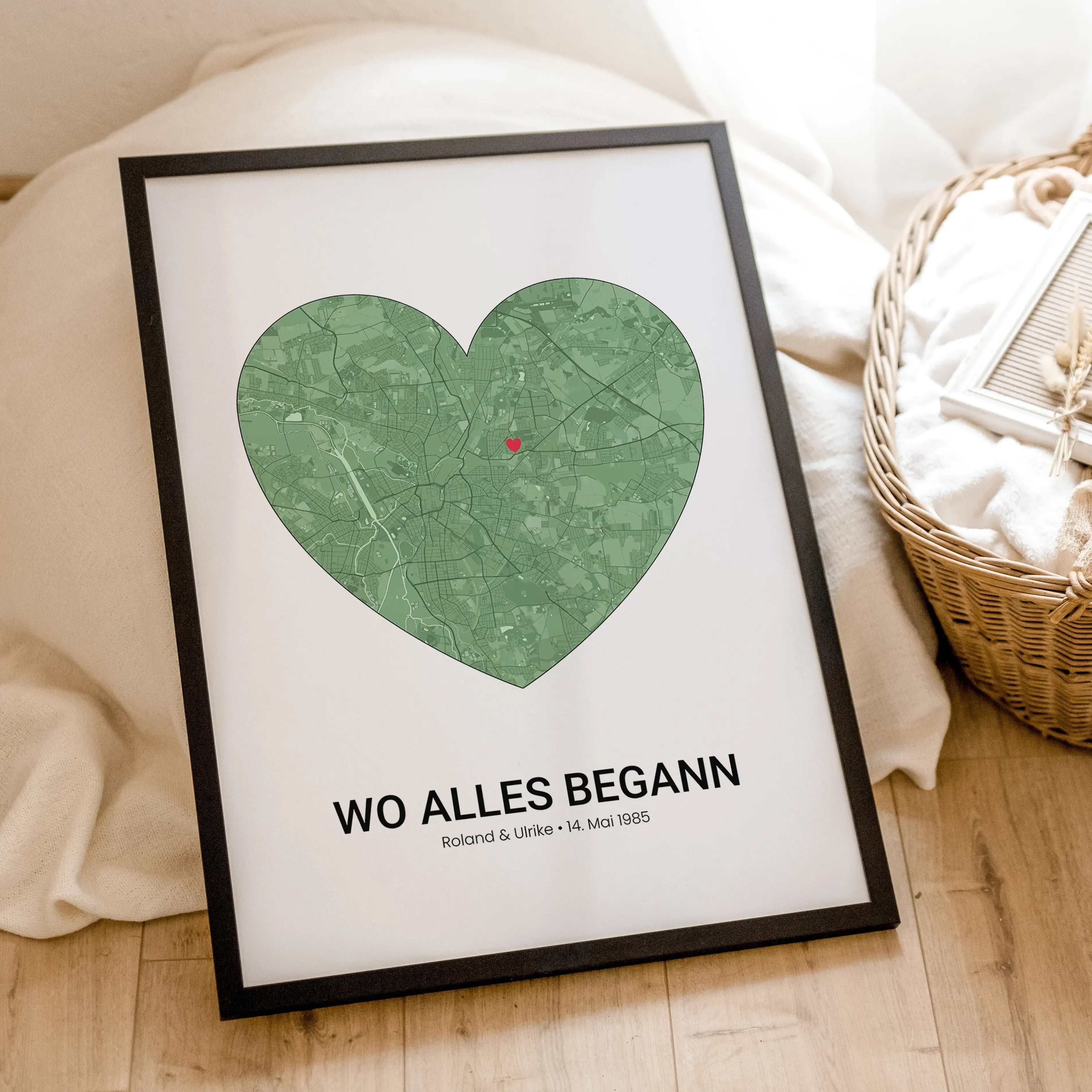 Stadtkarte Poster Herz - Personalisiertes Poster - famprints - Entdecke unser einzigartiges Stadtkarte Poster Herz – das perfekte personalisierte Geschenk für eure besonderen Momente! Gestalte dein Poster individuell mit der Stadtkarte deines Lieblingsort