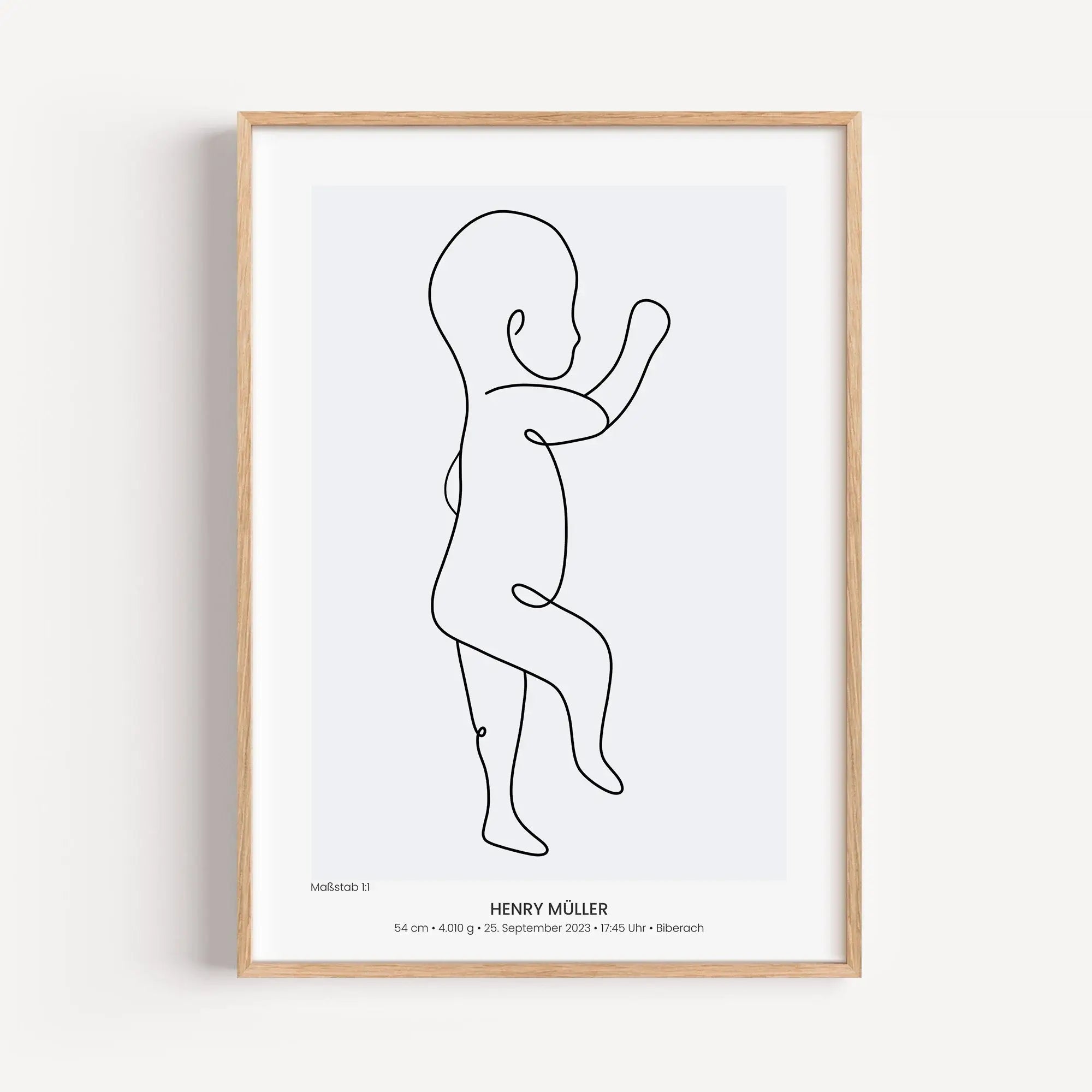 Geburtsposter 1:1 Baby 'Line Art'-Personalisiertes Poster-famprints-Das Geburtsposter 1:1 Baby Line Art von famprints hält den einzigartigen Moment der Geburt genauso fest, wie er war – in originaler Größe und als feine Linienzeichnung. Das Baby wird im M