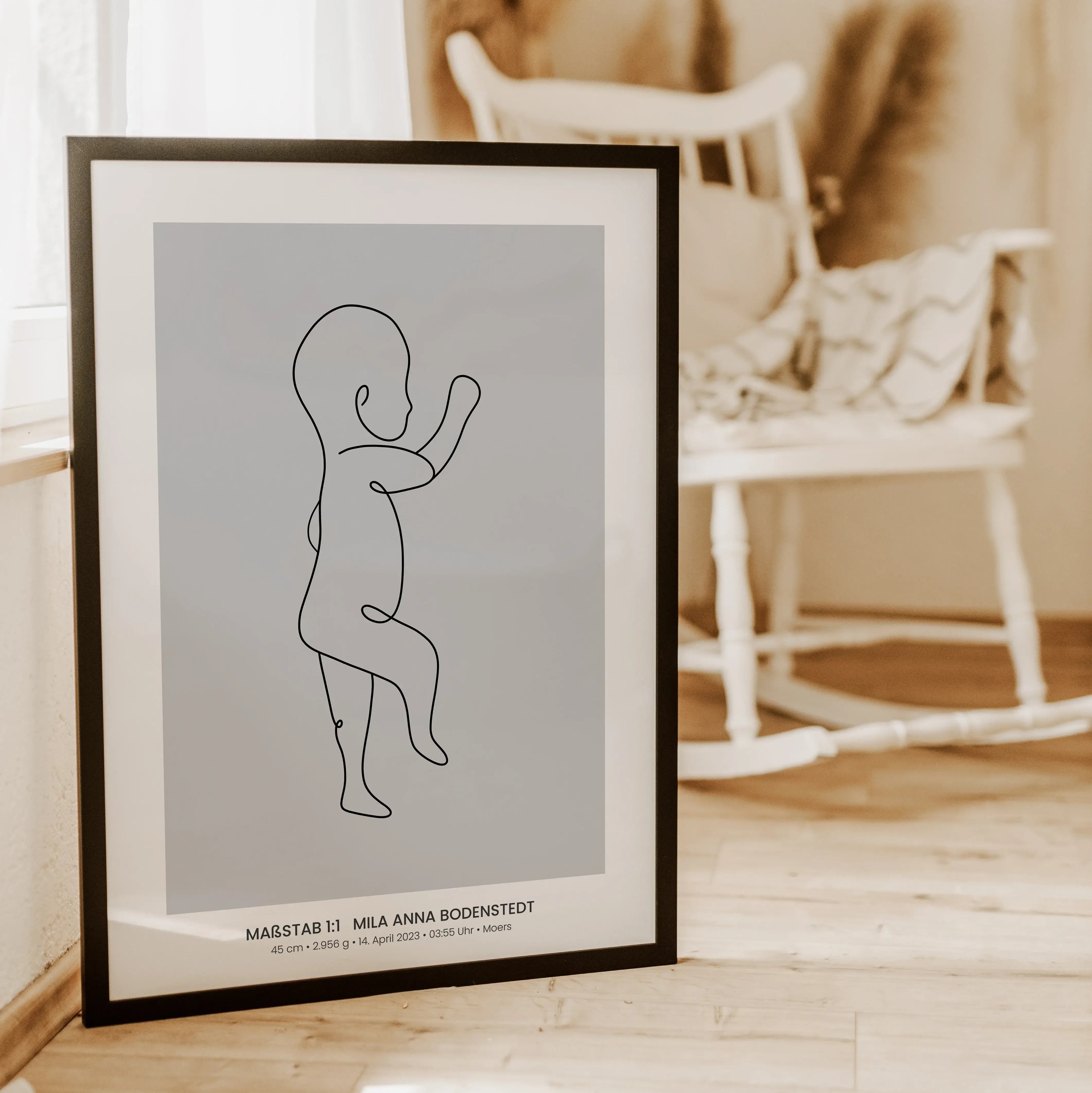 Geburtsposter 1:1 Baby 'Line Art'-famprints-Personalisiertes Poster-Die Geburt eines Kindes ist etwas ganz Besonderes. Egal, ob es das erste oder zehnte Kind ist, dieser Moment wird für immer in Erinnerung bleiben. Das famprints Geburtsposter ist ein unve