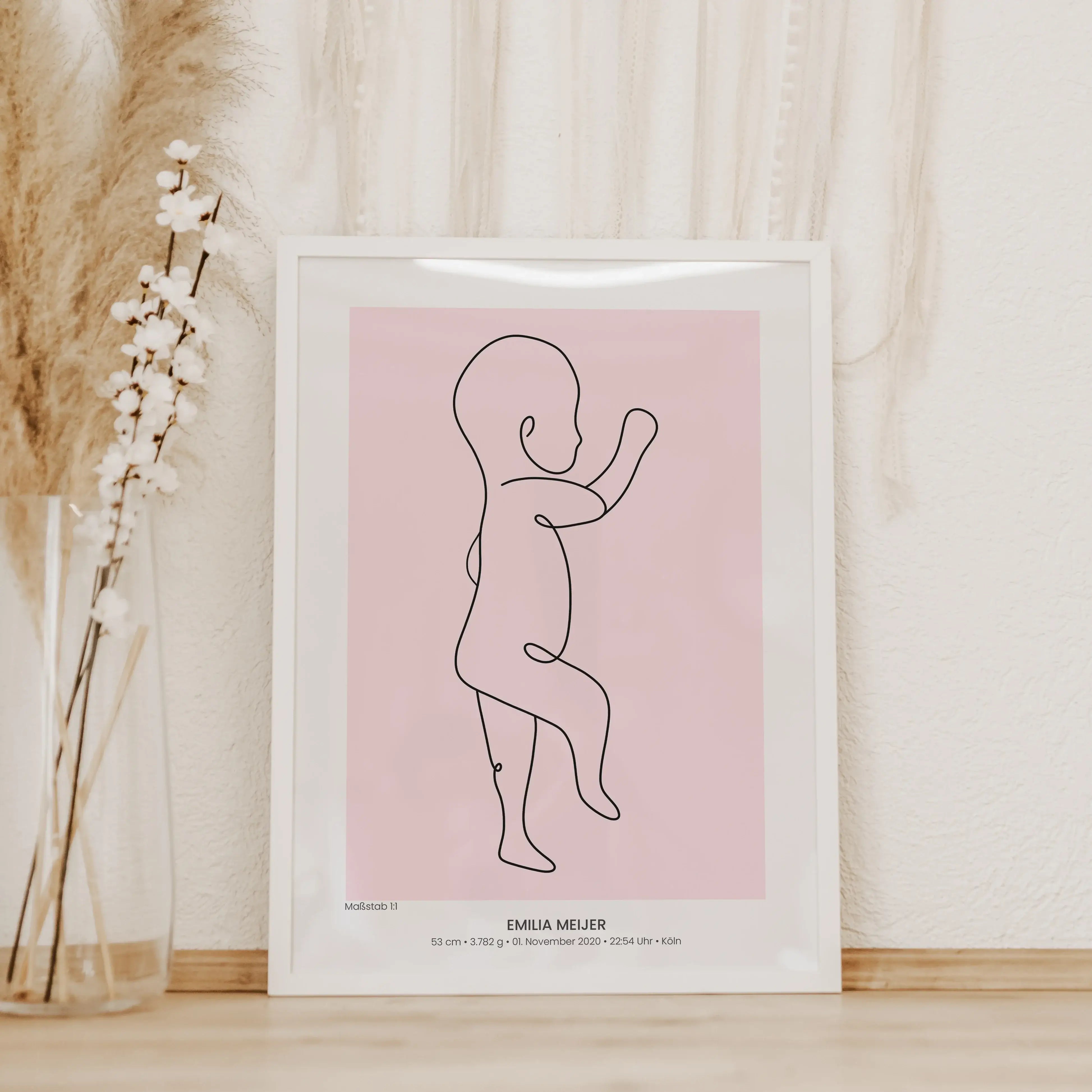 Geburtsposter 1:1 Baby 'Line Art'-famprints-Personalisiertes Poster-Die Geburt eines Kindes ist etwas ganz Besonderes. Egal, ob es das erste oder zehnte Kind ist, dieser Moment wird für immer in Erinnerung bleiben. Das famprints Geburtsposter ist ein unve