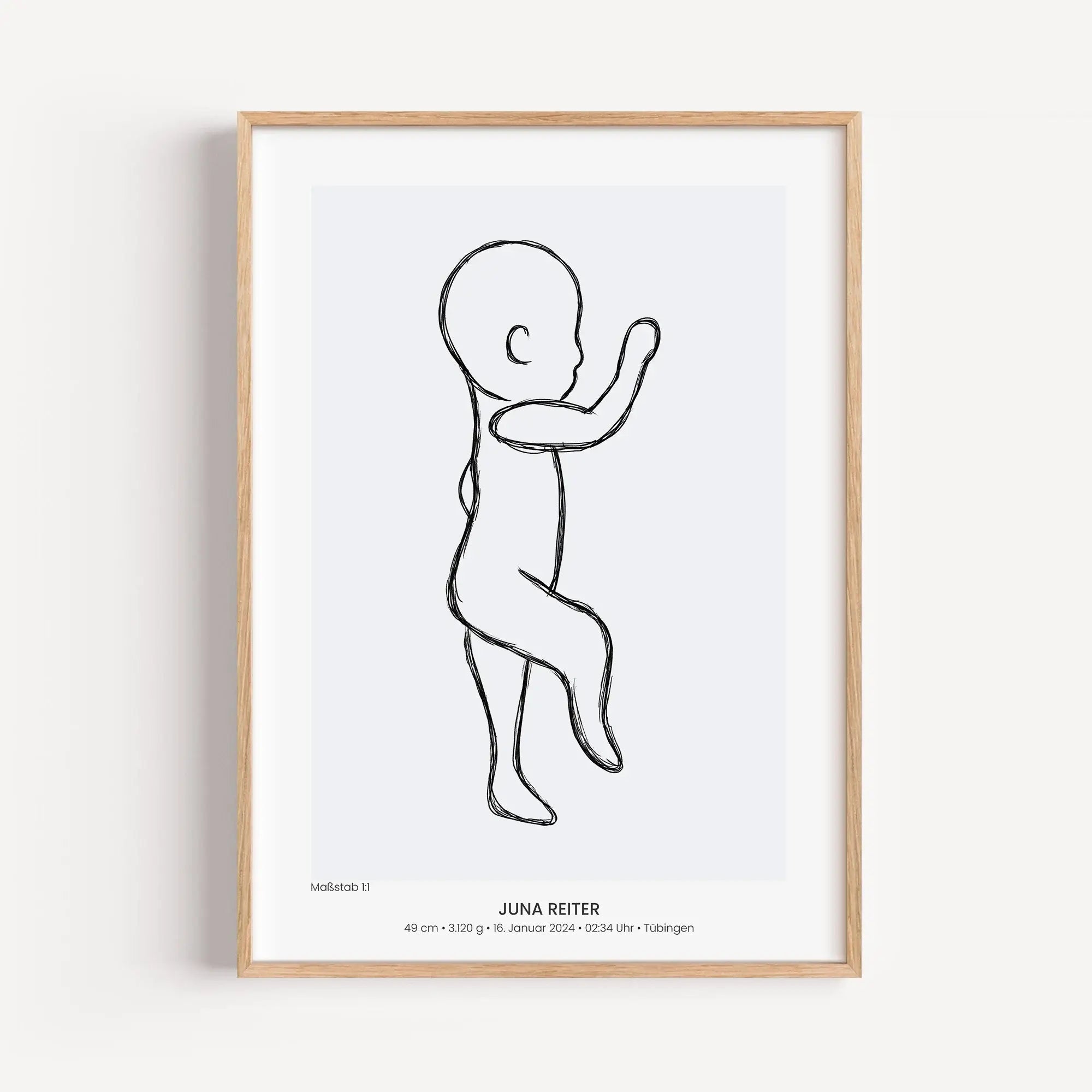 Geburtsposter 1:1 Baby 'Sketch'-Personalisiertes Poster-famprints-Hier beginnt ein ganz besonderer Moment: Das Geburtsposter 1:1 Baby Sketch von famprints hält die exakte Größe deines Babys bei der Geburt fest und macht sie für immer sichtbar. Die gezeich