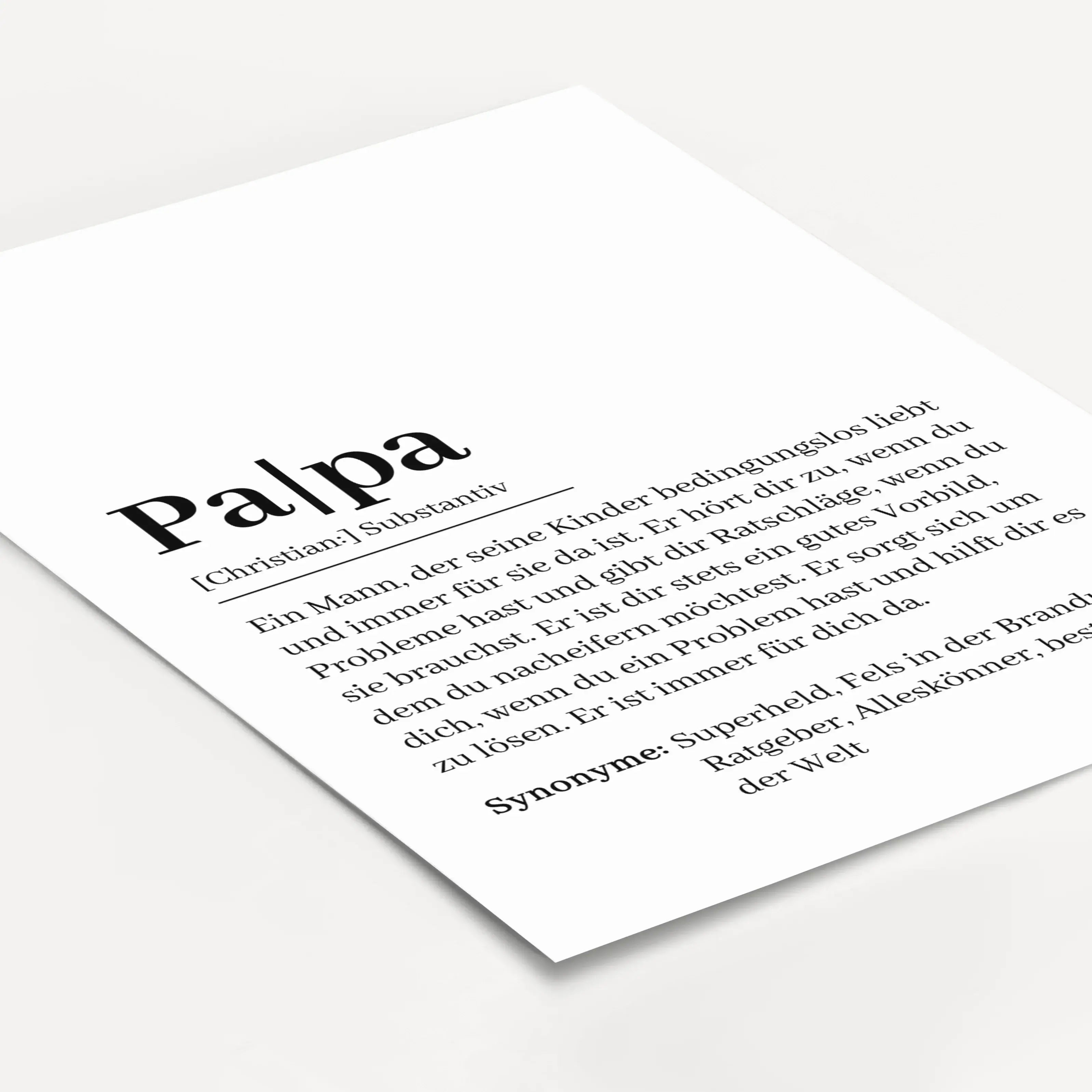 Papa Definition Poster-Personalisiertes Poster-famprints-Das Papa Definition Poster von famprints ist mehr als nur ein Wandbild – es ist eine persönliche Botschaft, die zeigt, was deinen Vater für dich ausmacht. Ob als Geschenk zum Geburtstag, zum Vaterta