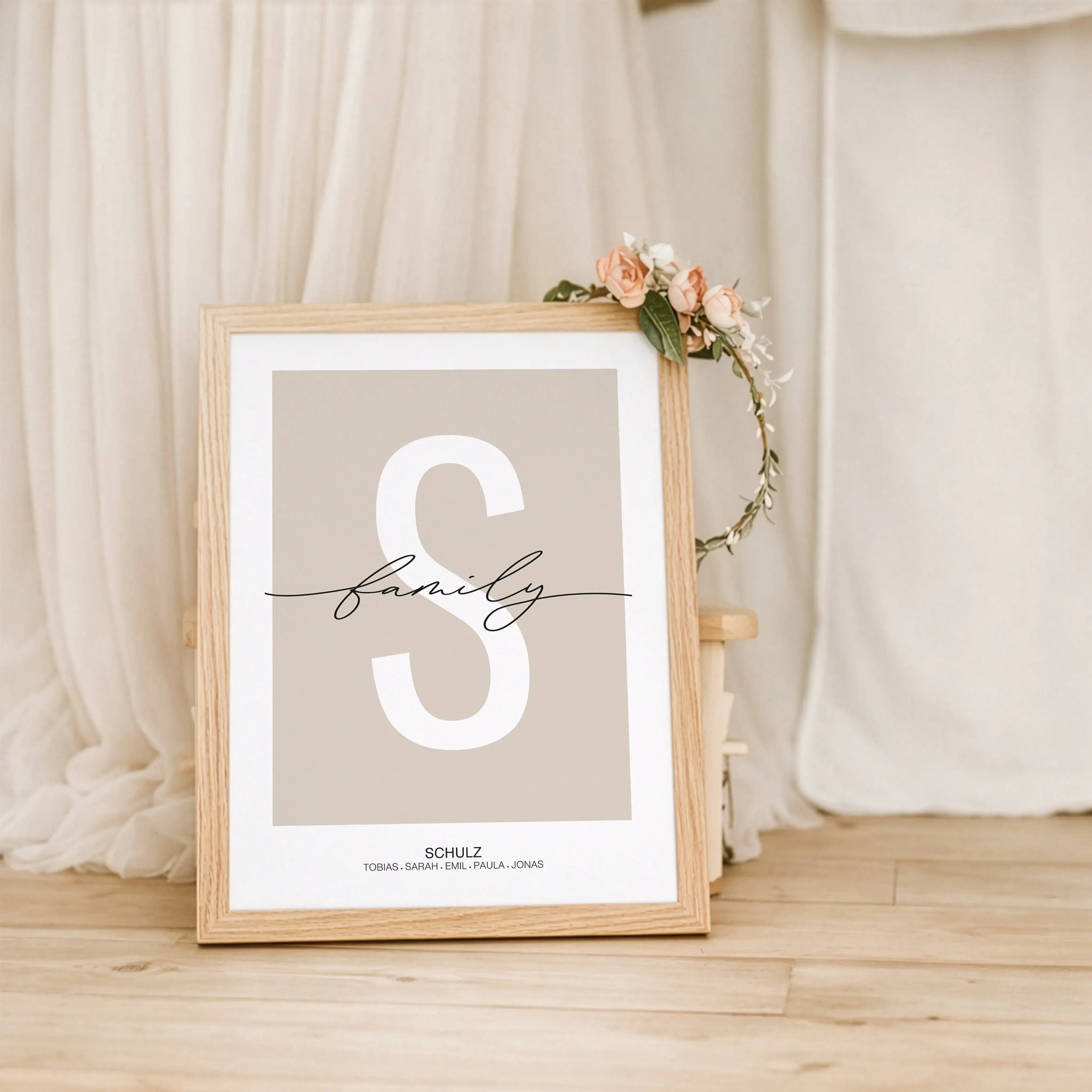Poster Family Buchstabe-Personalisiertes Poster-famprints-Das Poster Family Buchstabe von famprints verbindet modernes Design mit persönlicher Bedeutung und wird so zu einem stilvollen Blickfang für dein Zuhause oder einem besonderen Geschenk für Menschen