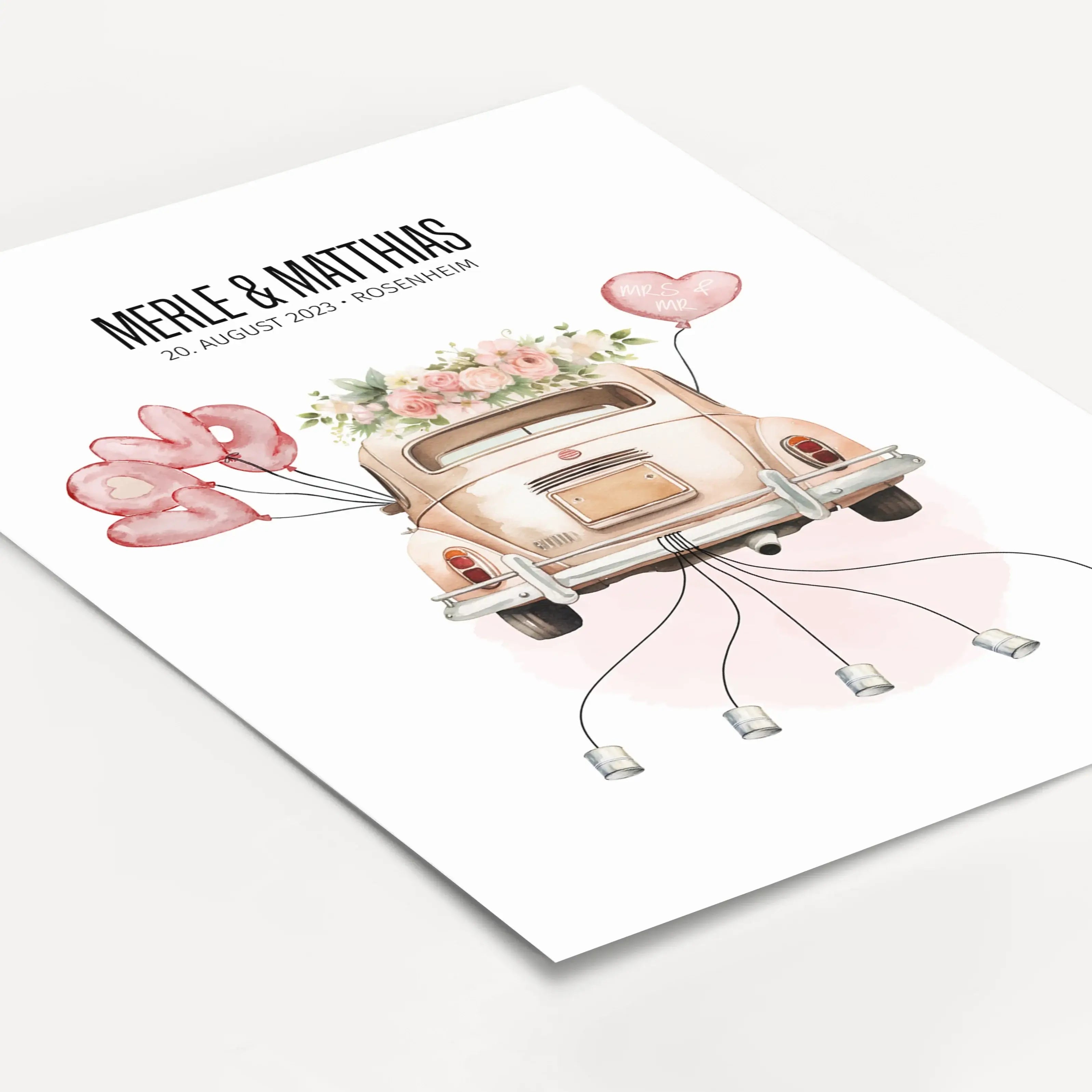 Geldgeschenk Poster Hochzeit - Personalisiertes Poster - famprints - Geldgeschenk Poster Hochzeit