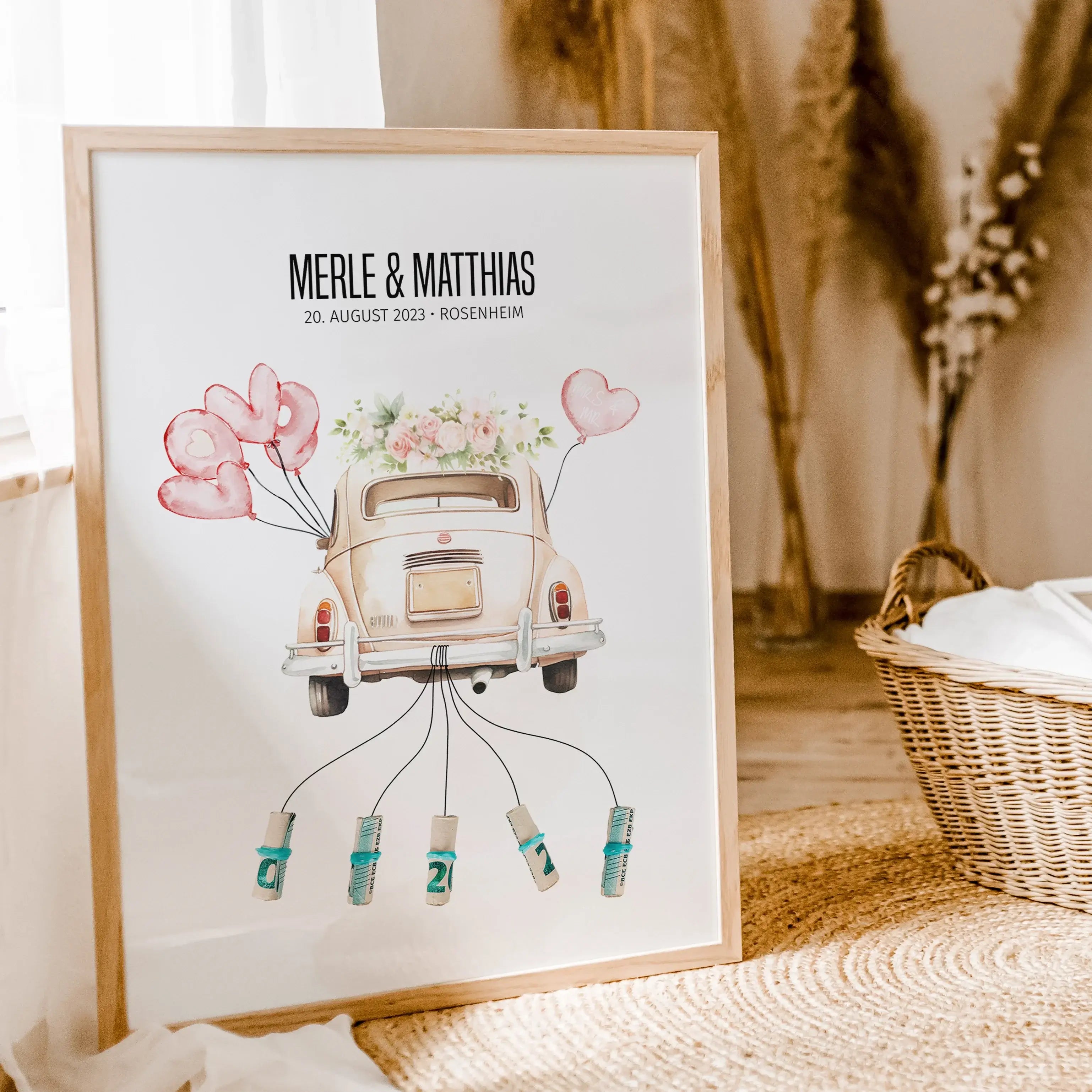Geldgeschenk Poster Hochzeit - Personalisiertes Poster - famprints - Geldgeschenk Poster Hochzeit