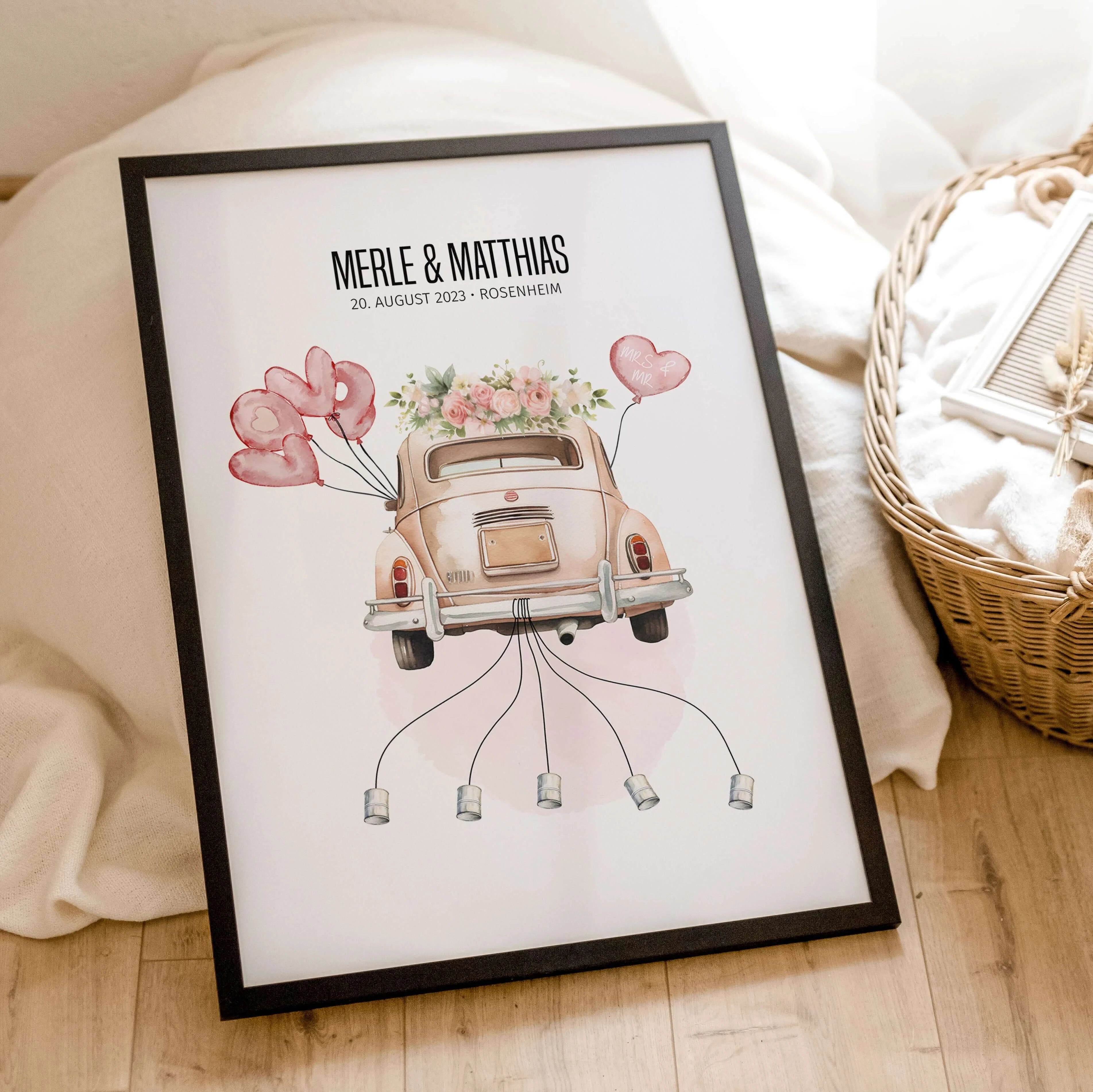 Geldgeschenk Poster Hochzeit - Personalisiertes Poster - famprints - Geldgeschenk Poster Hochzeit