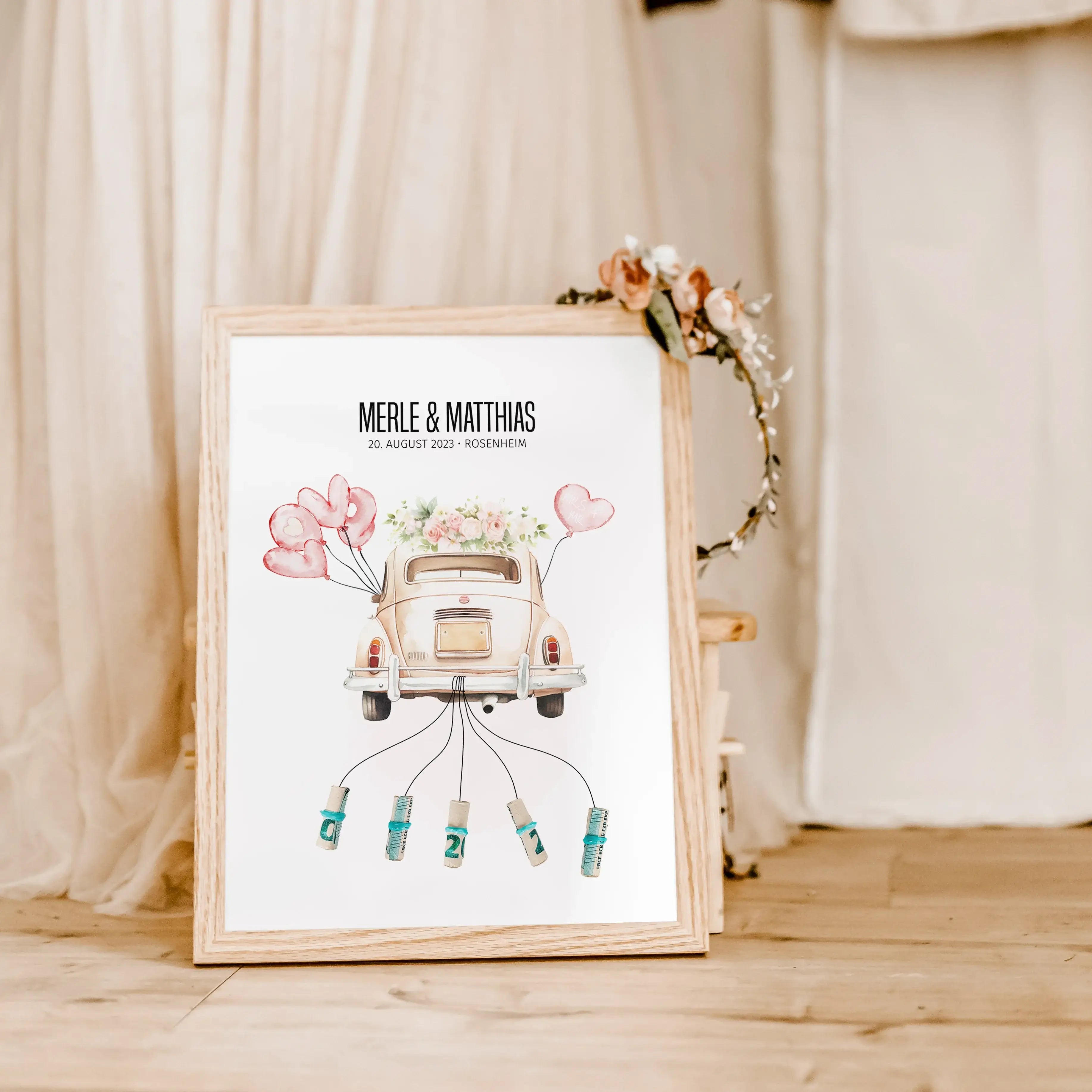 Geldgeschenk Poster Hochzeit - Personalisiertes Poster - famprints - Geldgeschenk Poster Hochzeit