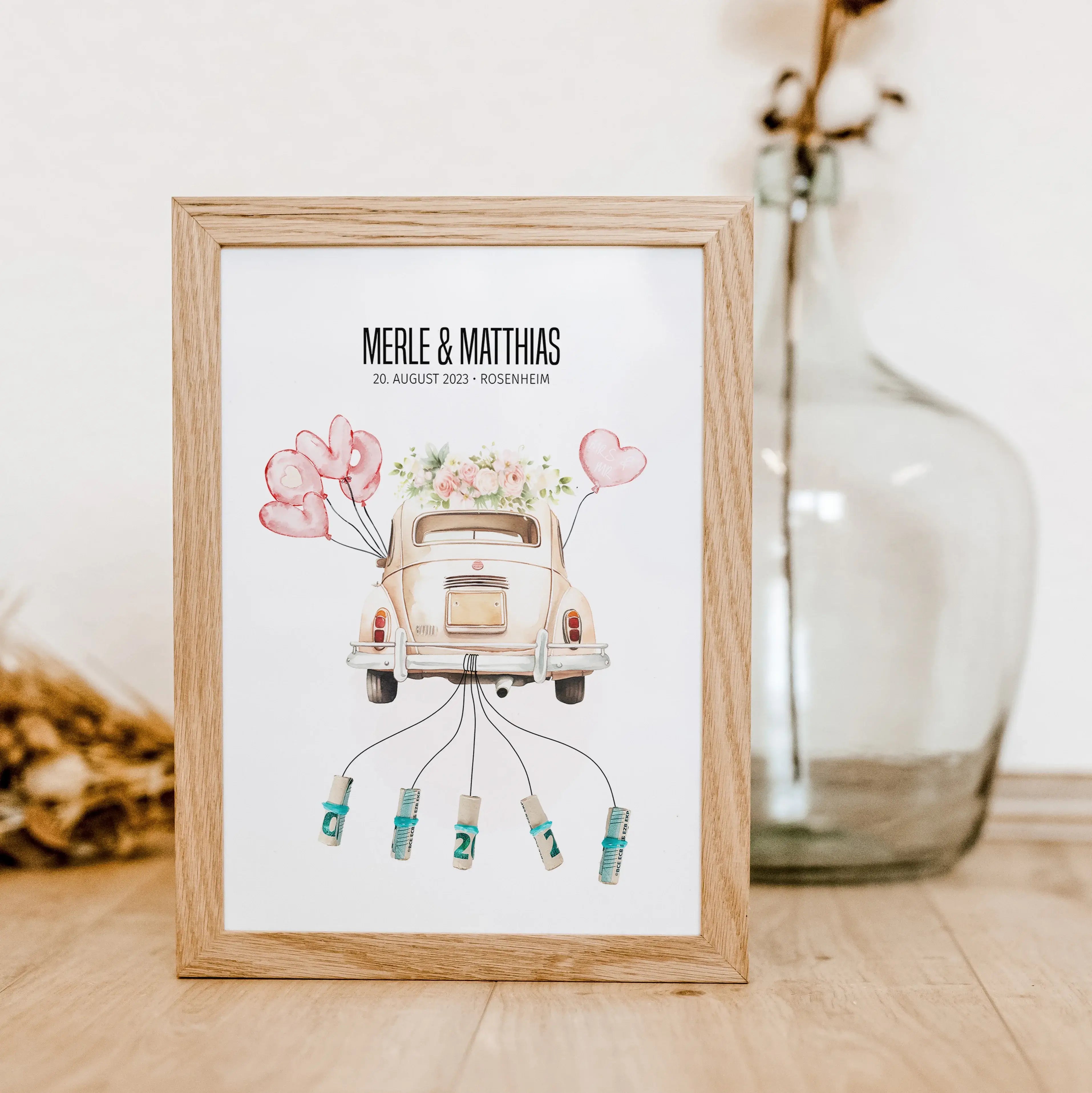 Geldgeschenk Poster Hochzeit - Personalisiertes Poster - famprints - Geldgeschenk Poster Hochzeit