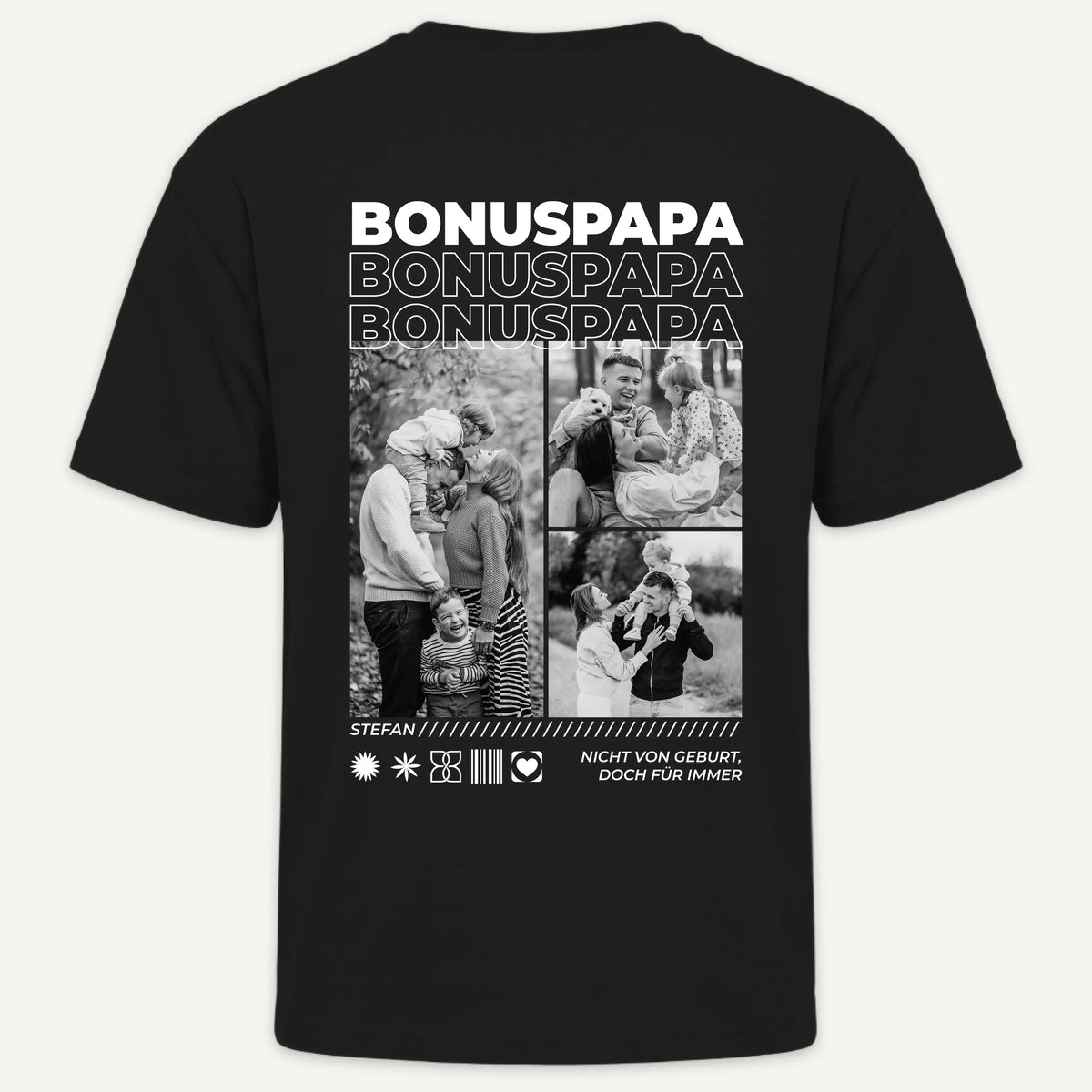 T-Shirt - Personalisiertes T-Shirt BONUSPAPA - personalisiertes Geschenk zum Vatertag oder Geburtstagsgeschenk für Stiefvater