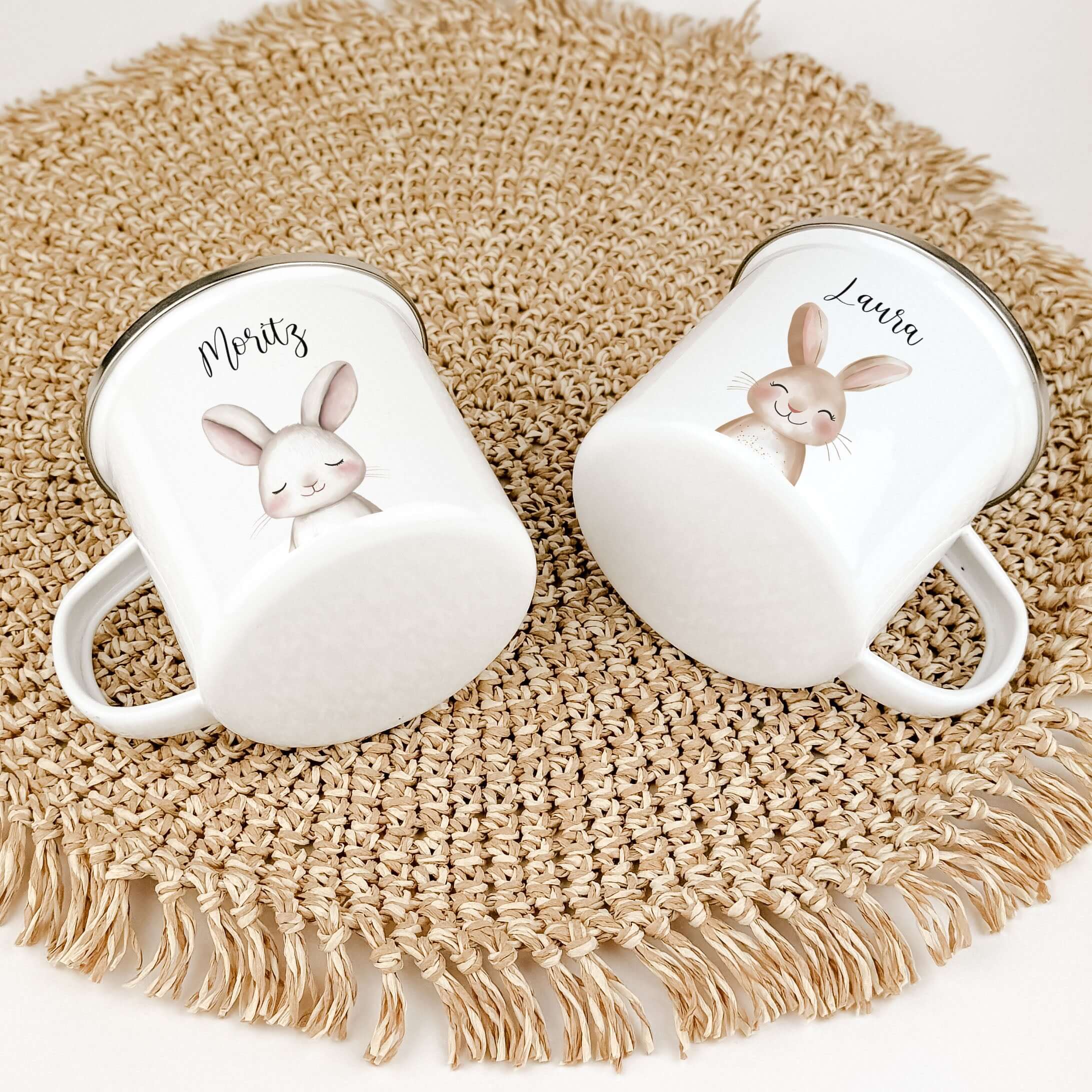 Emaille Tasse Hase Portrait-famprints-Emaille Tasse-Entdecke die charmante Emaille Tasse Hase Portrait – das ideale personalisierte Geschenk für kleine Herzen! Diese Emaille Tasse ist nicht nur ein bezaubernder Kinderbecher, sondern auch ein praktischer B