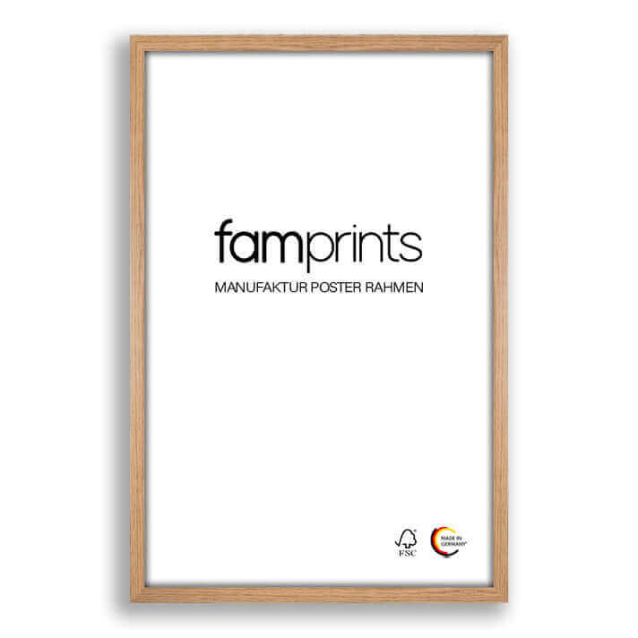 Manufaktur Holz Rahmen Eiche natur-famprints-Bilderrahmen-Jedes personalisierte Poster ist einzigartig und verdient es, in einem besonderen Bilderrahmen gezeigt zu werden. Unser hochwertiger Manufaktur Holz Bilderrahmen in Eiche natur wird nach deiner Bes